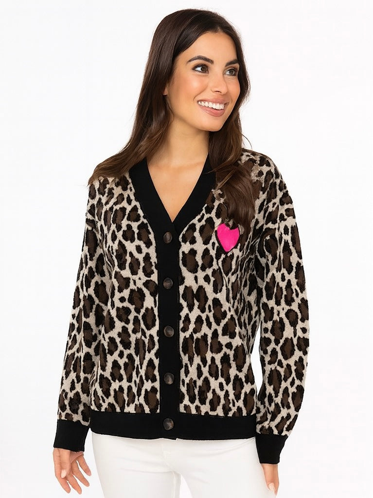 Zwillingsherz - Leo Cardigan mit Herz- Schwarz/Pink
