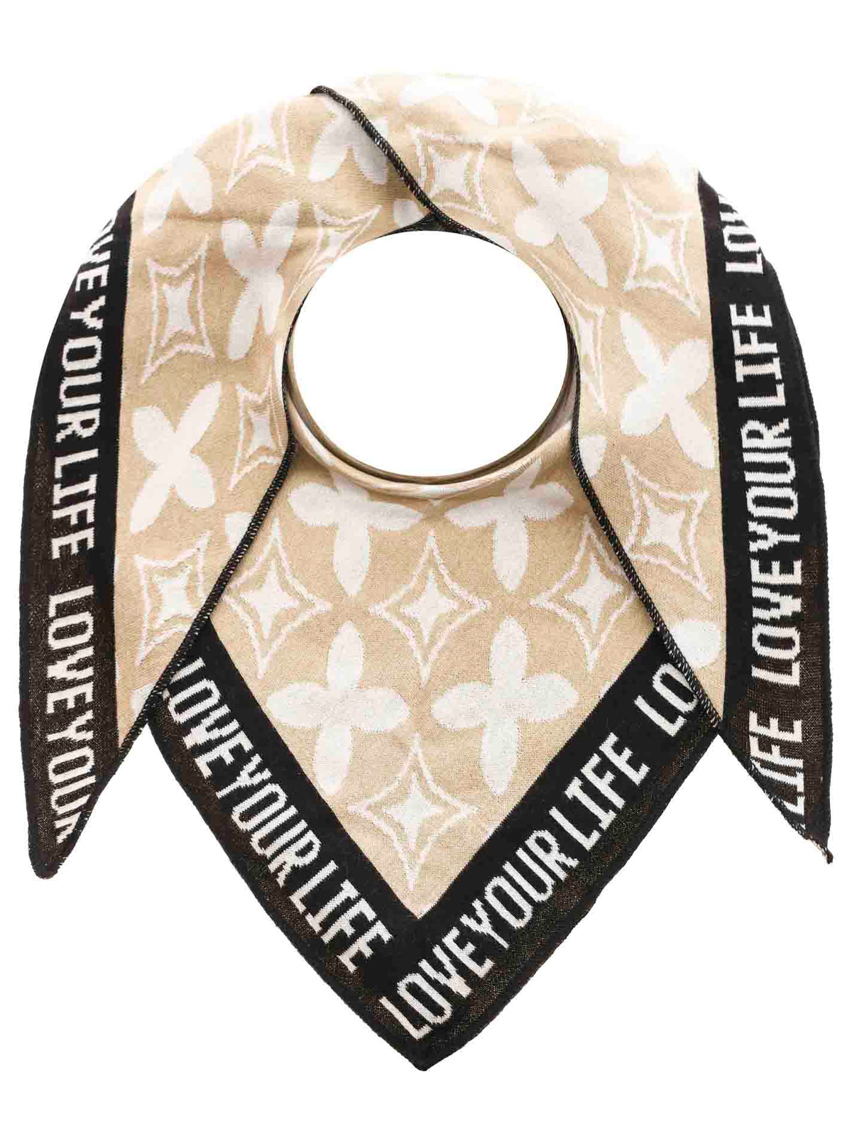 Zwillingsherz - Dreieckstuch "Love your Life" Baumwolle -  Beige