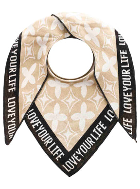 Zwillingsherz - Dreieckstuch "Love your Life" Baumwolle -  Beige