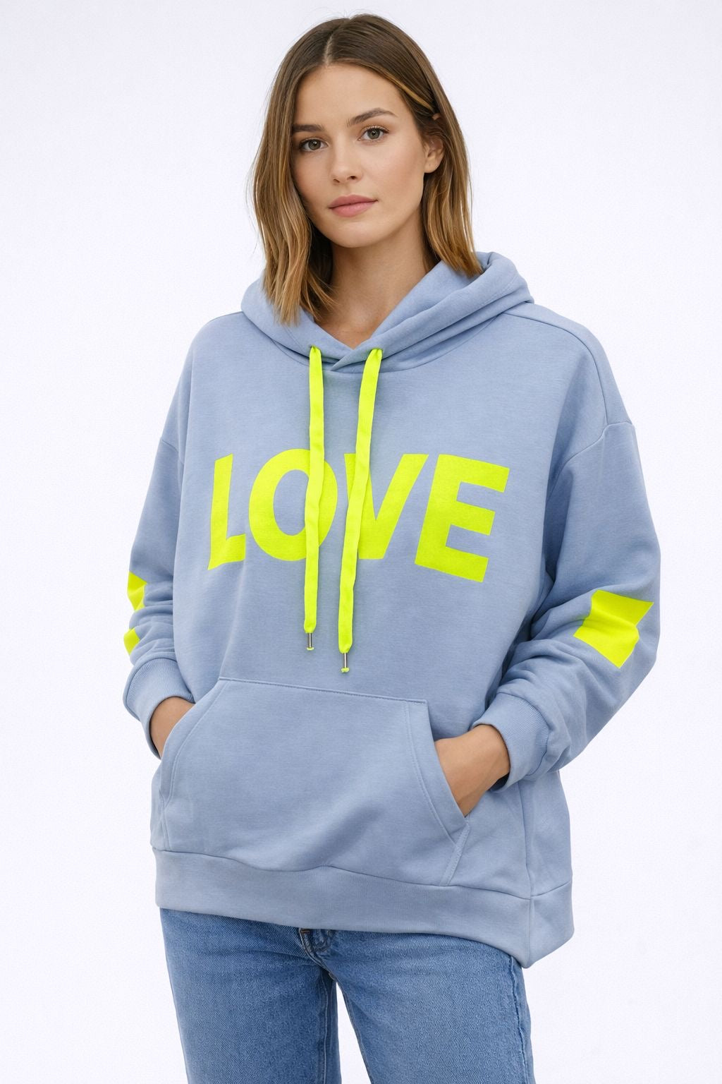 Flair - Leichter Hoodie Neon "Love" - Blau
