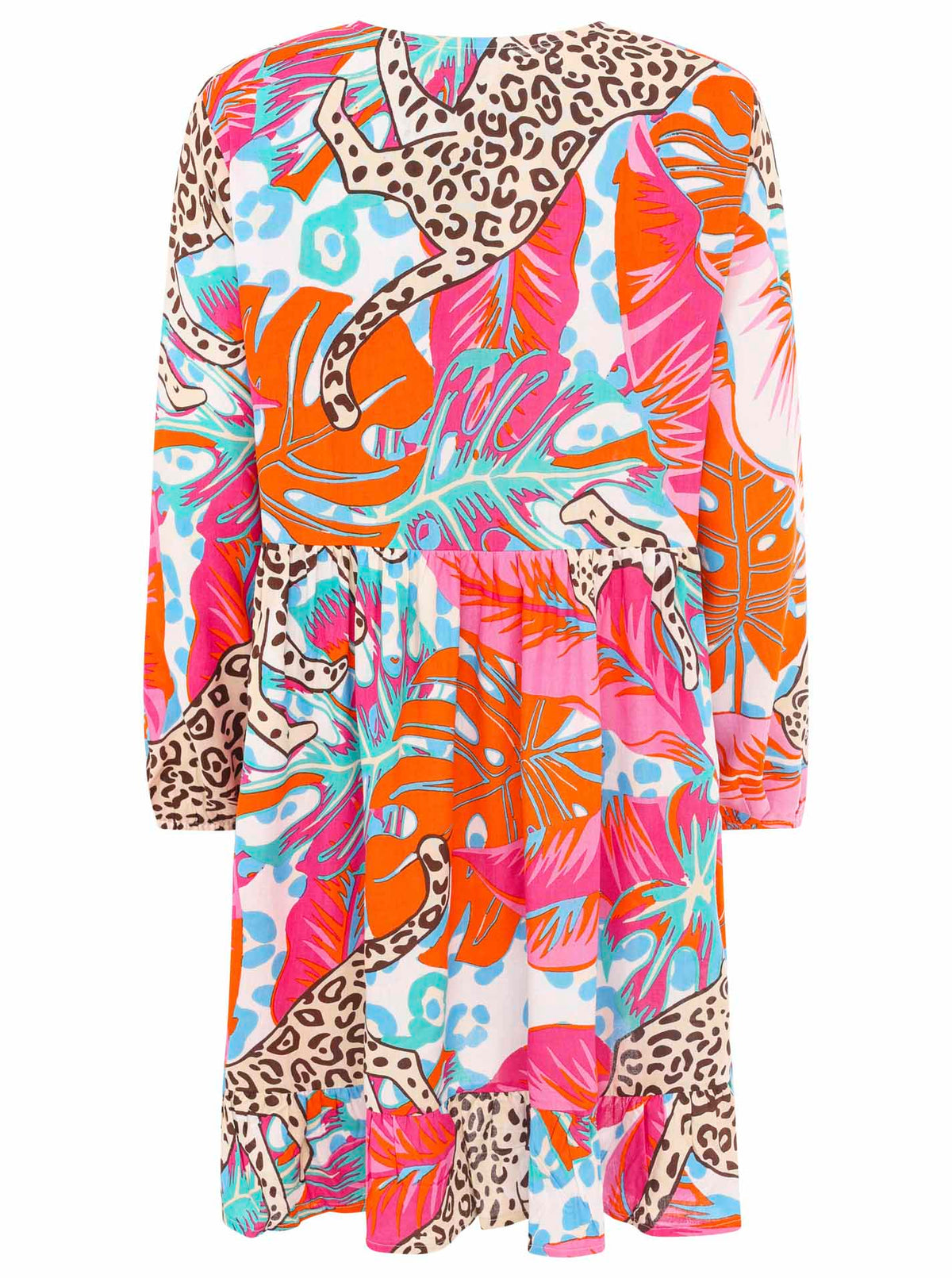 Zwillingsherz - Kleid/Tunika Leo Dschungel- Pink/Beige/Schwarz