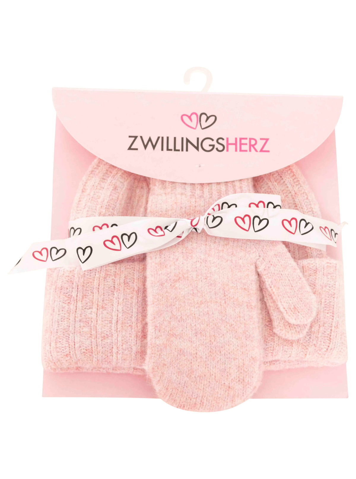 Zwillingsherz - Geschenk Set Mütze & Fäustlinge - Rosa