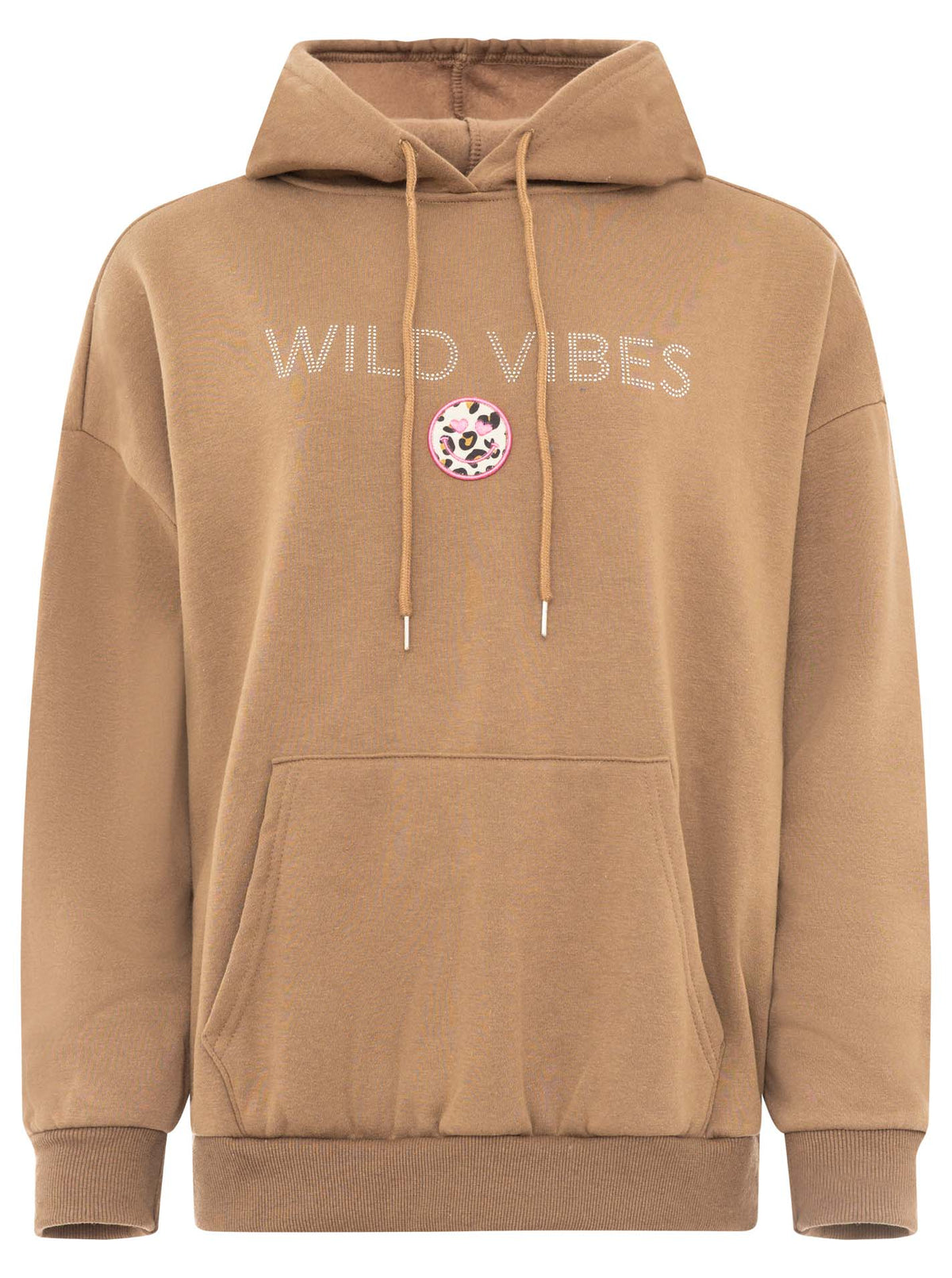Zwillingsherz Hoodie Wild Vibes Strass Taupe