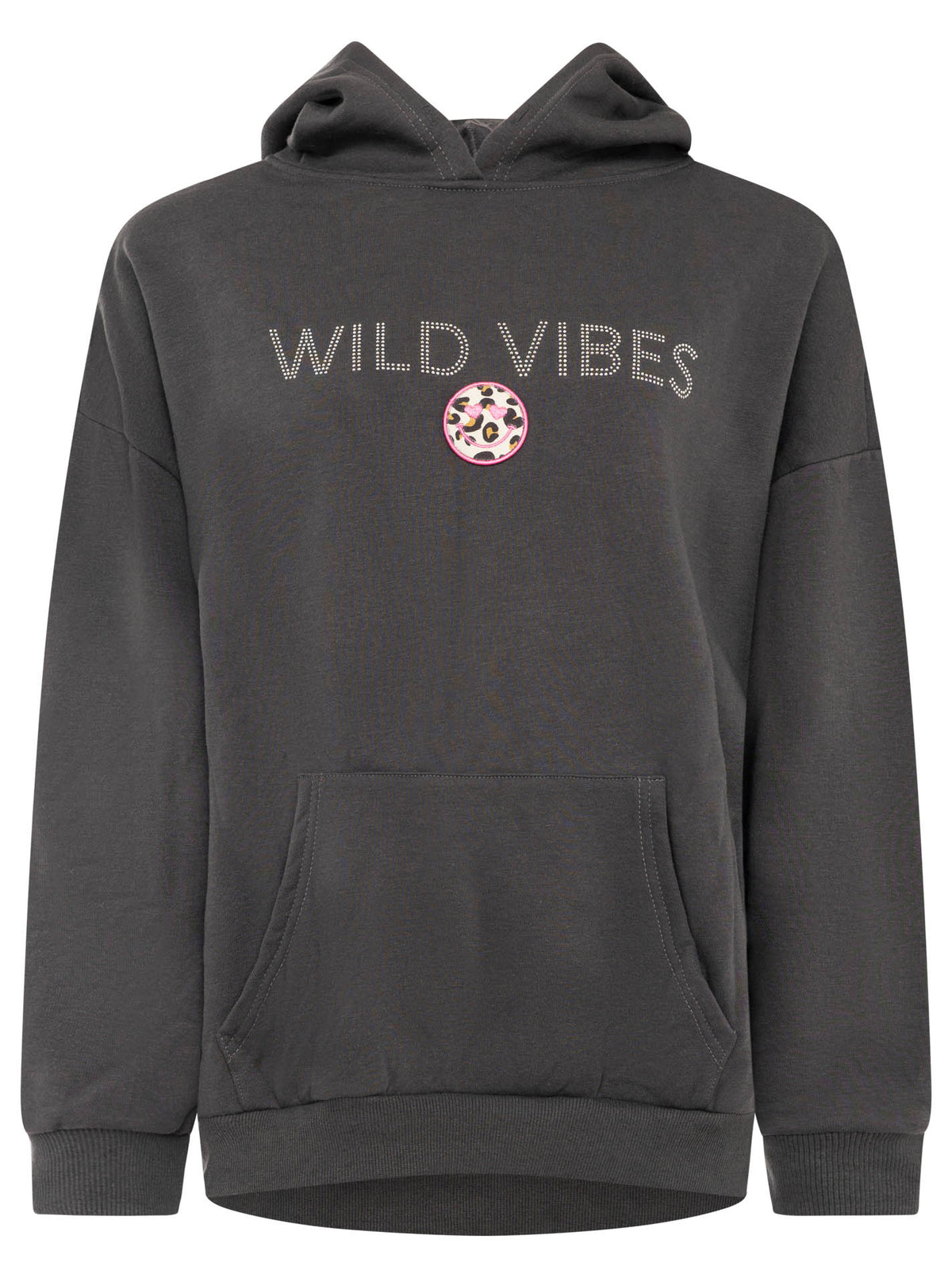 Zwillingsherz Hoodie Wild Vibes Strass Anthrazit
