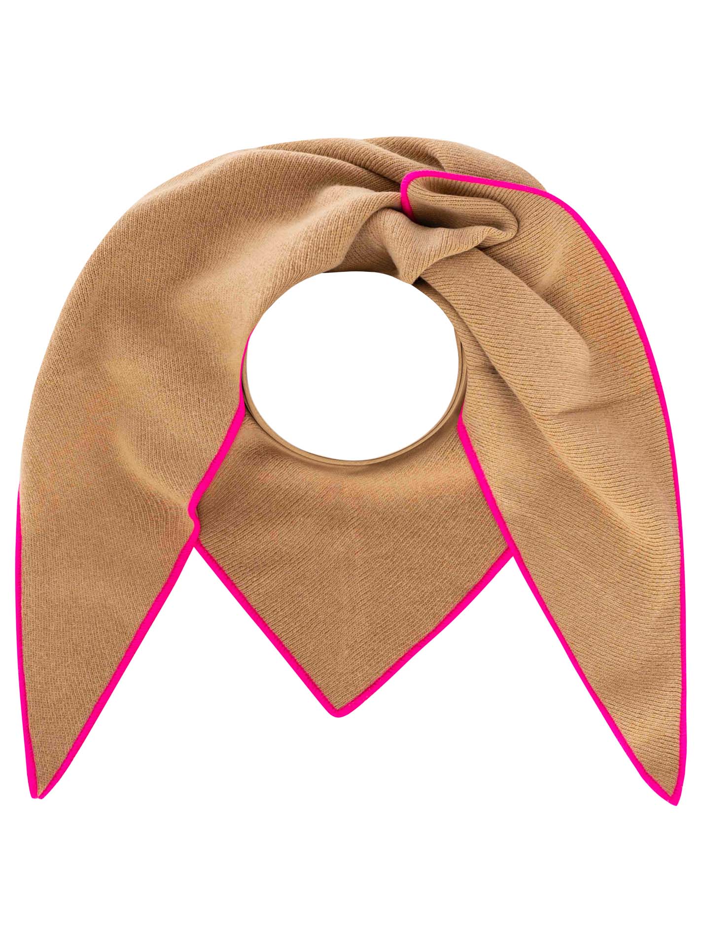 Zwillingsherz Dreieckstuch Cashmere Mix Neon Line Camel