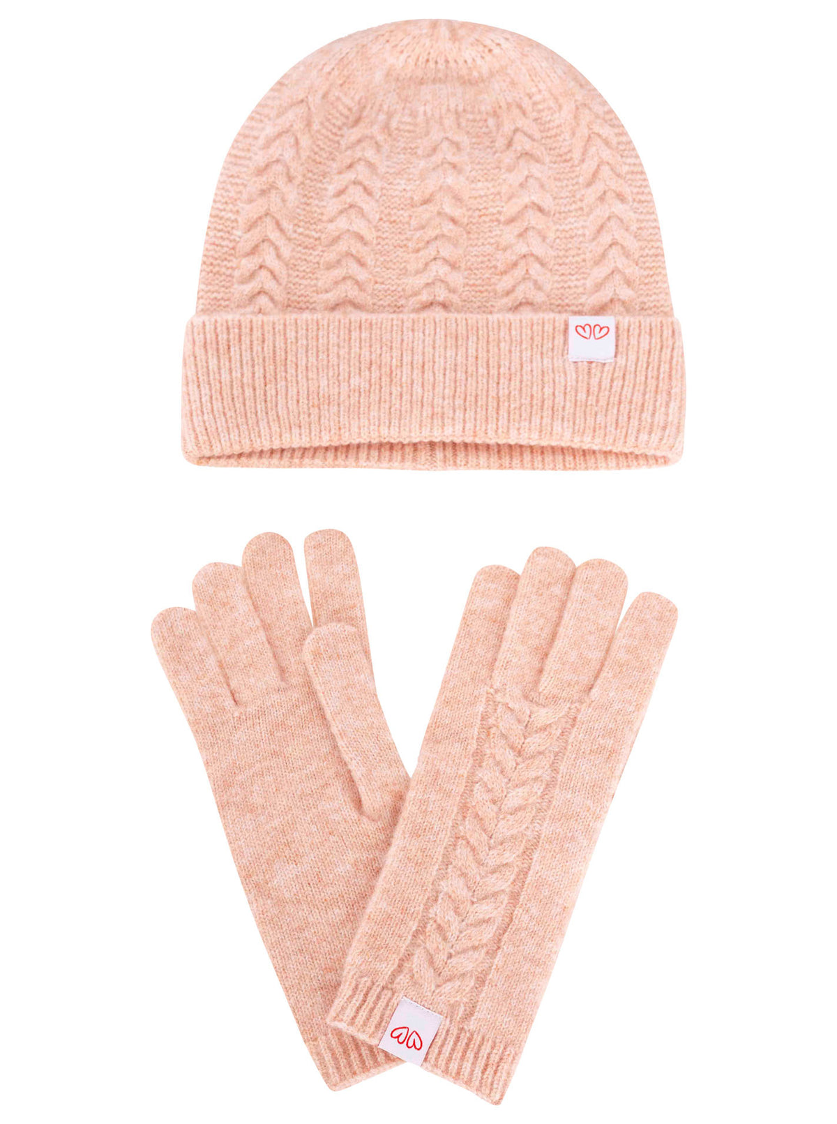 Zwillingsherz - Geschenk Set Mütze & Handschuh - Rosa