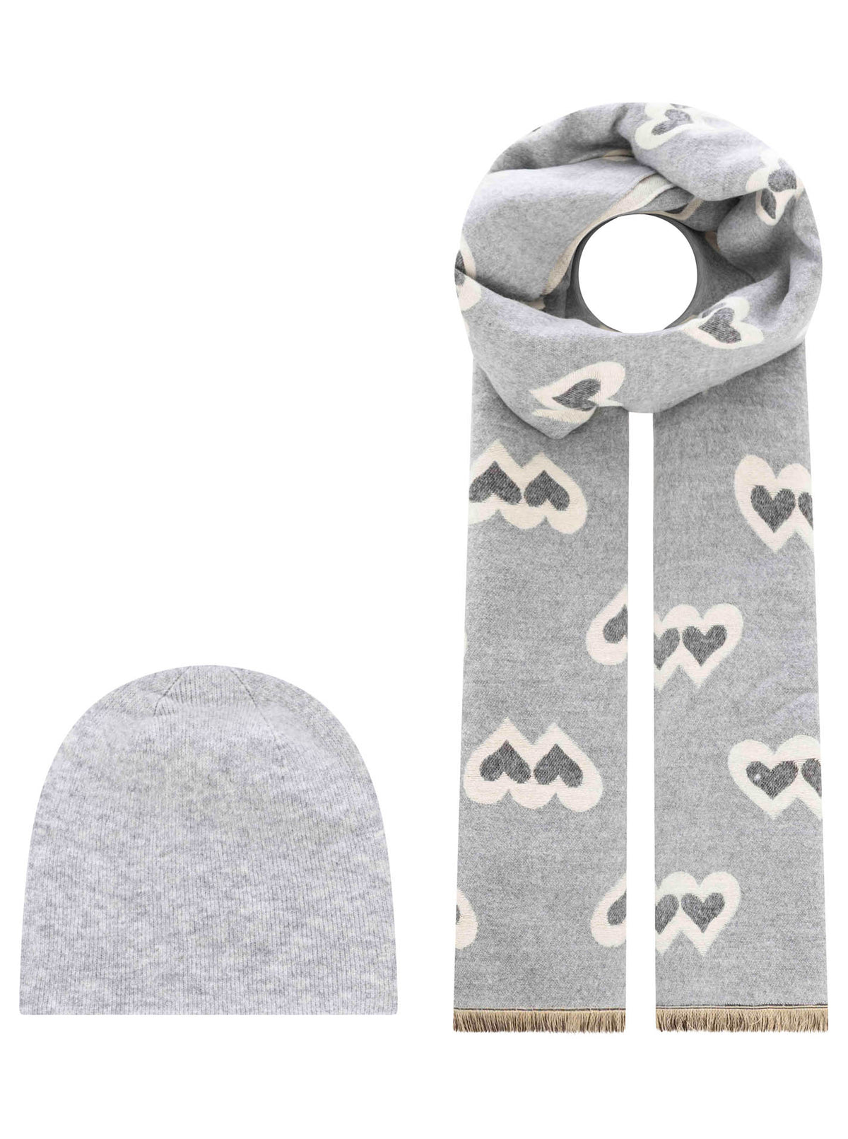 Zwillingsherz - Geschenk Set Mütze & Schal "Geometric" - Grau