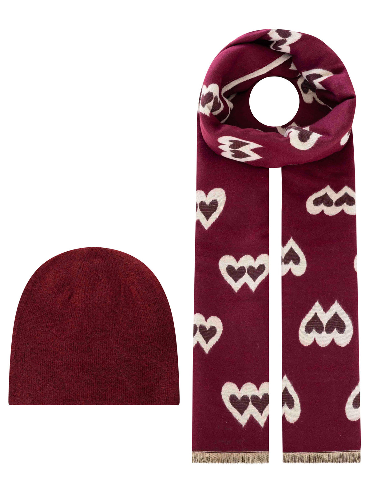 Zwillingsherz - Geschenk Set Mütze & Schal "Geometric" - Bordeaux