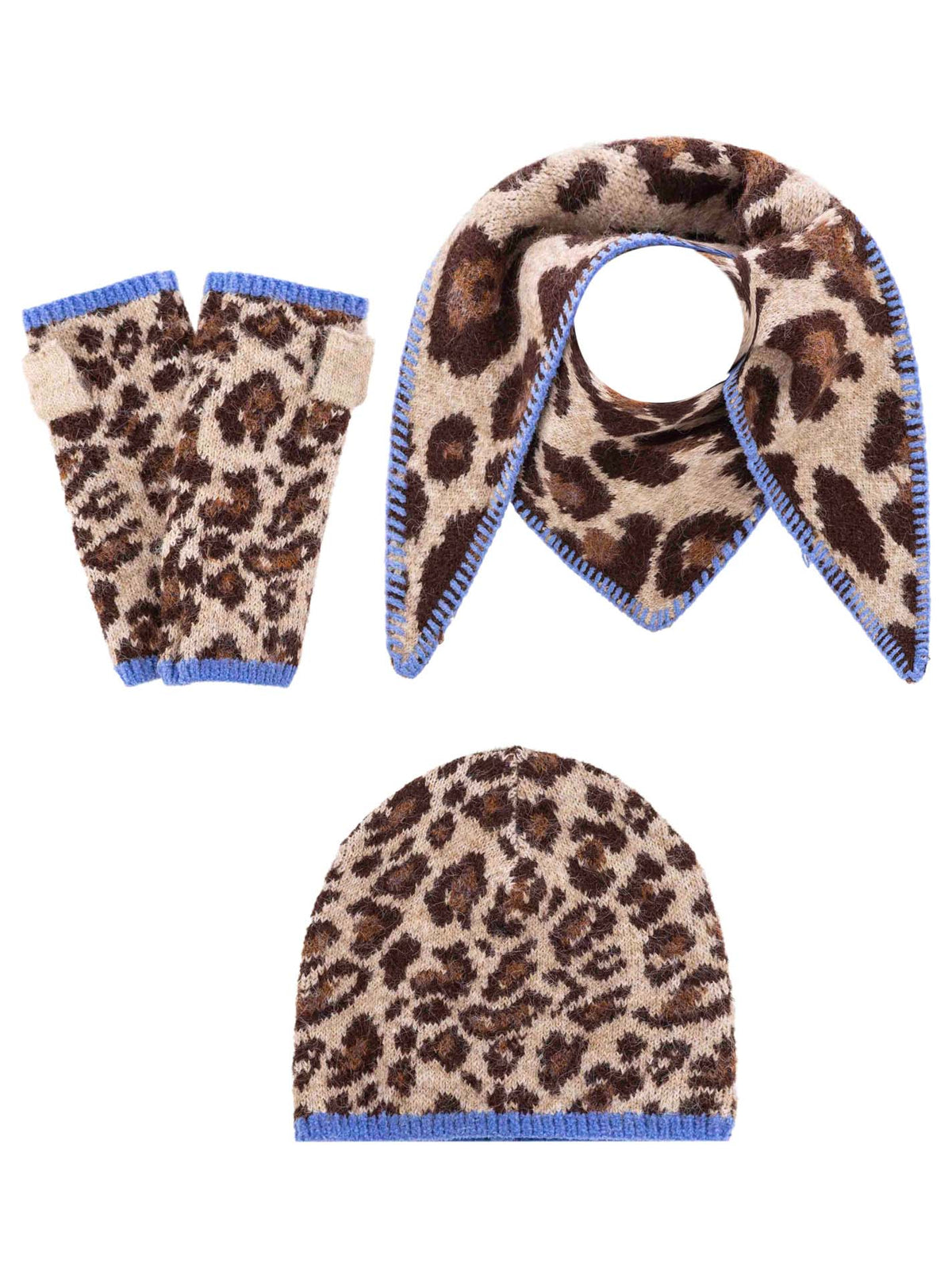 Zwillingsherz - Geschenk Set Mütze, Dreieckstuch & Handschuhe "Leo" - Blau