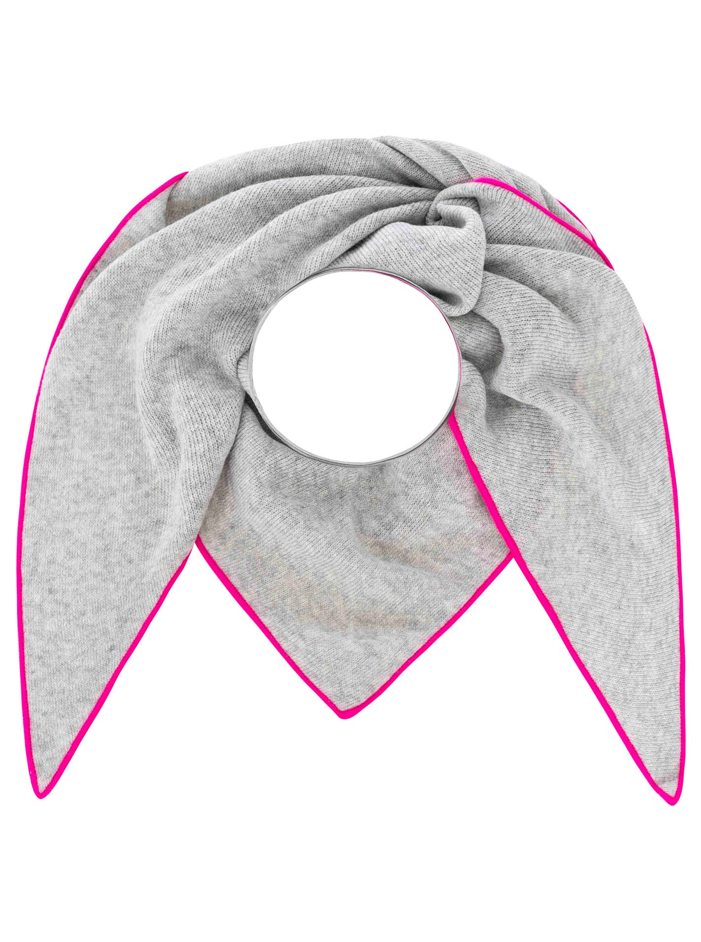 Zwillingsherz Dreieckstuch Cashmere Mix Neon Line Hellgrau