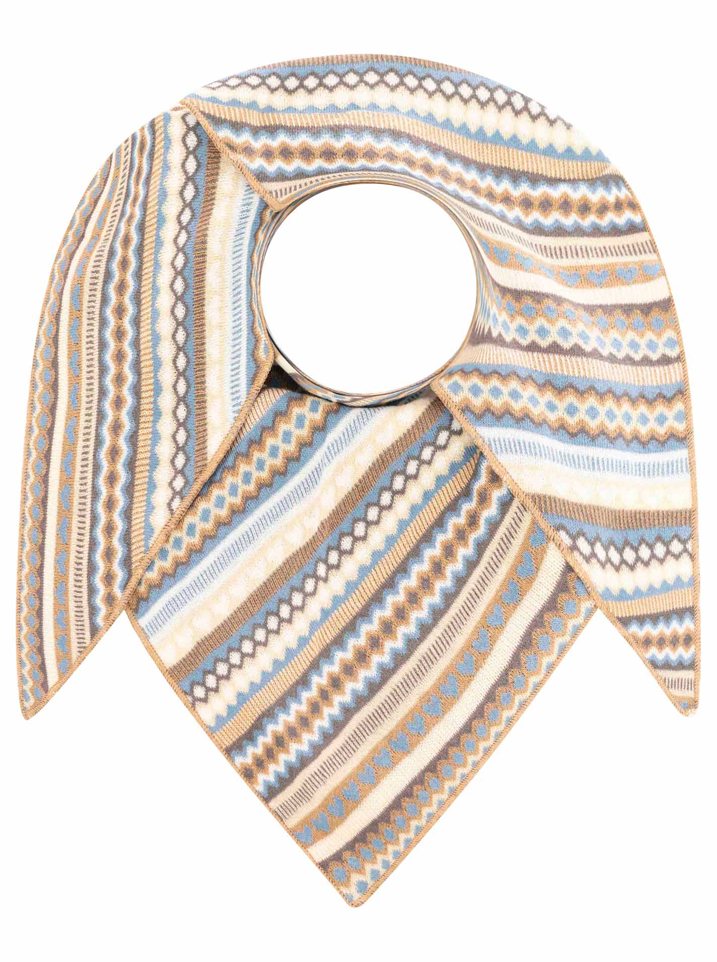 Zwillingsherz Dreieckstuch BW Buntes Herz Beige-Blau