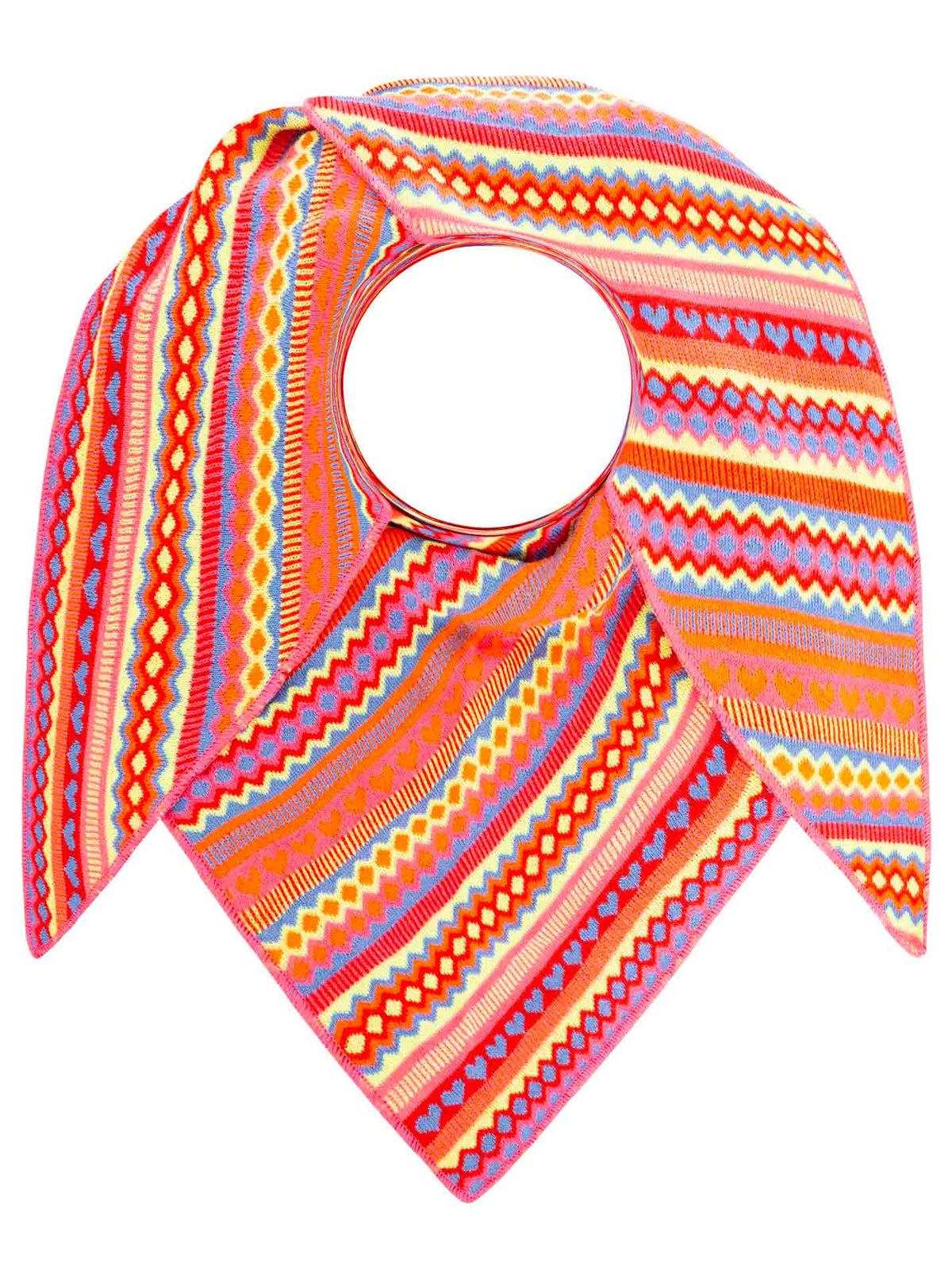 Zwillingsherz Dreieckstuch BW Buntes Herz Neonpink
