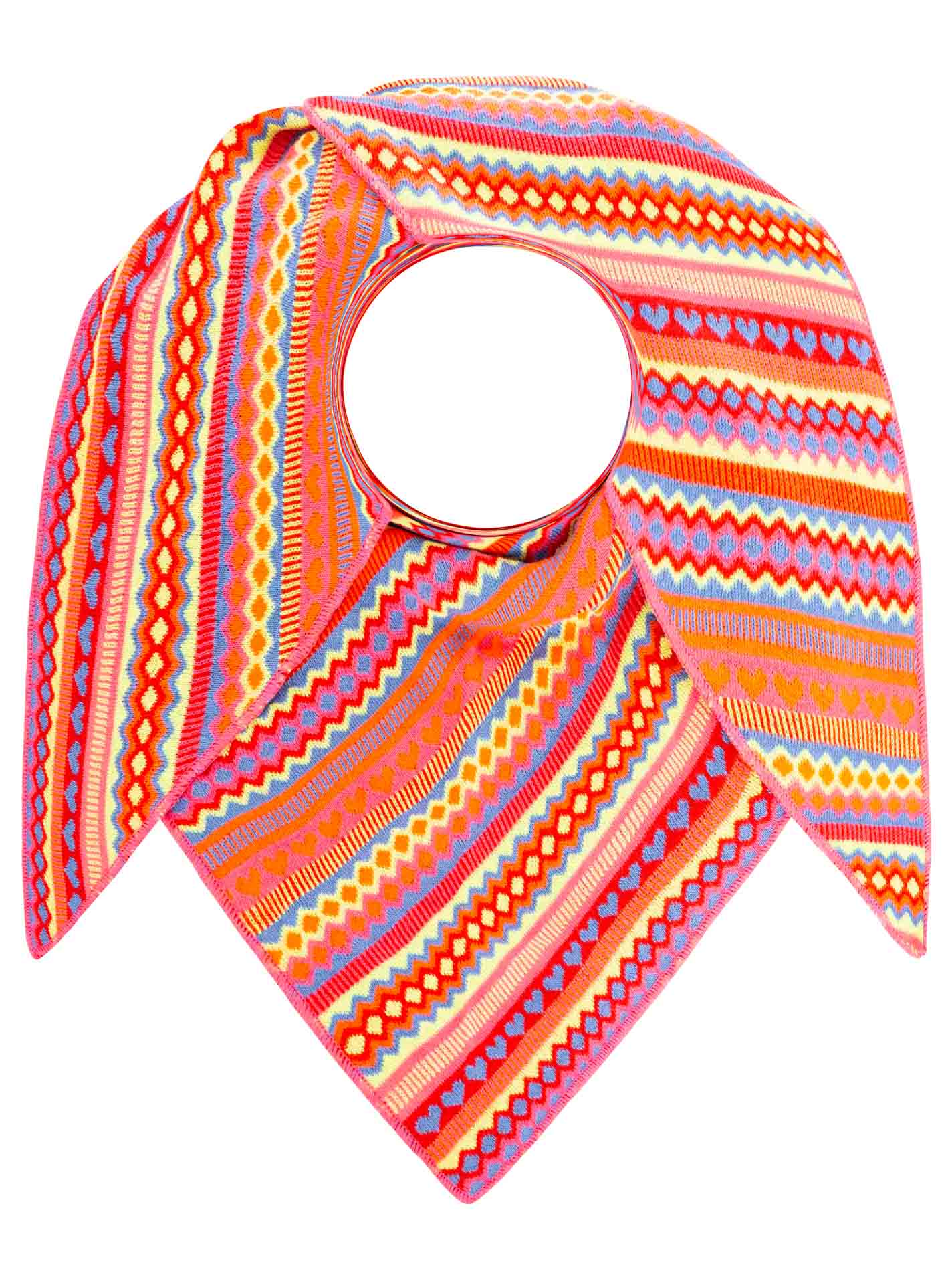 Zwillingsherz Dreieckstuch BW Buntes Herz Neonpink