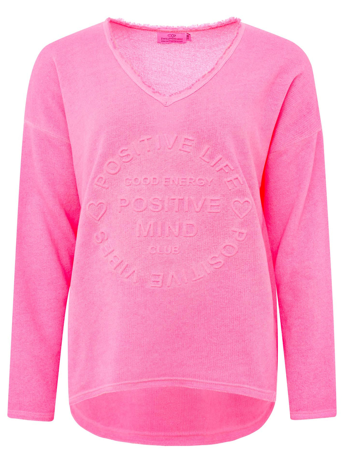 Zwillingsherz -  Sweatshirt "Positive Mind" - Neonrosa