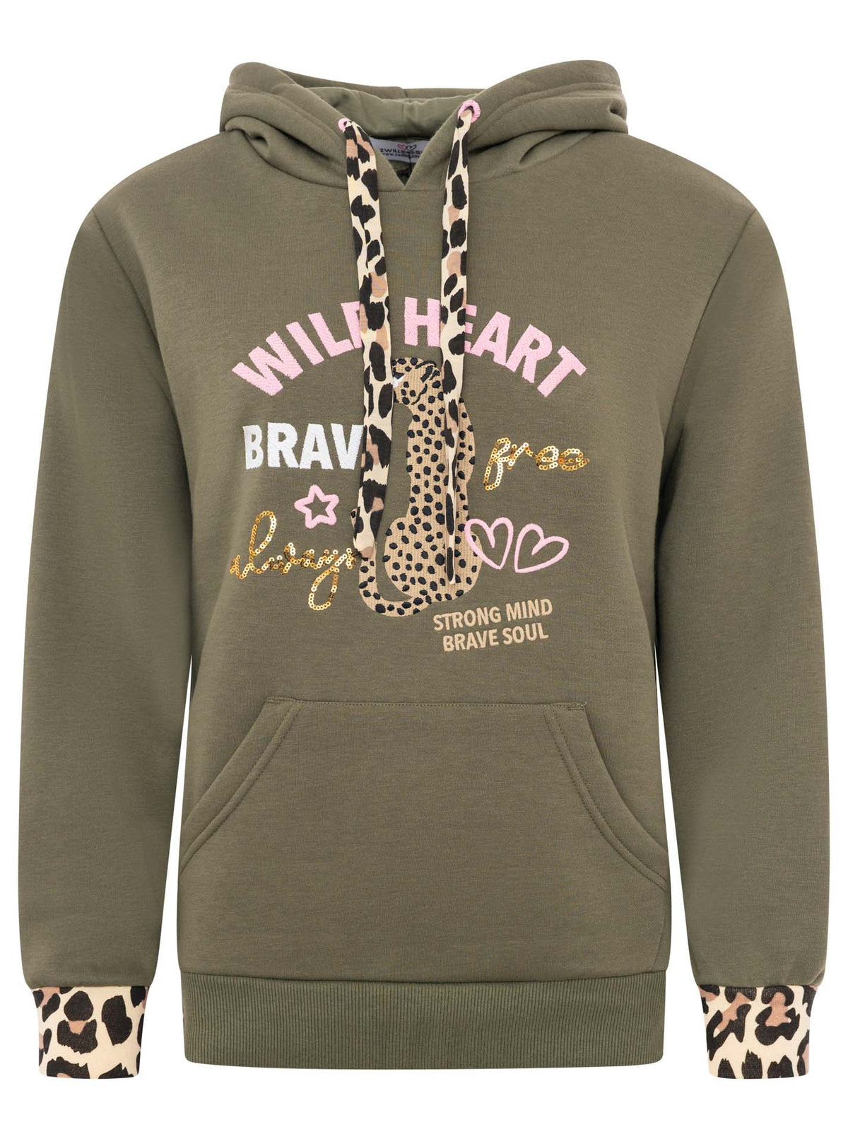 Zwillingsherz Hoodie/Sweatshirt "Leo Wild at heart" - Khaki