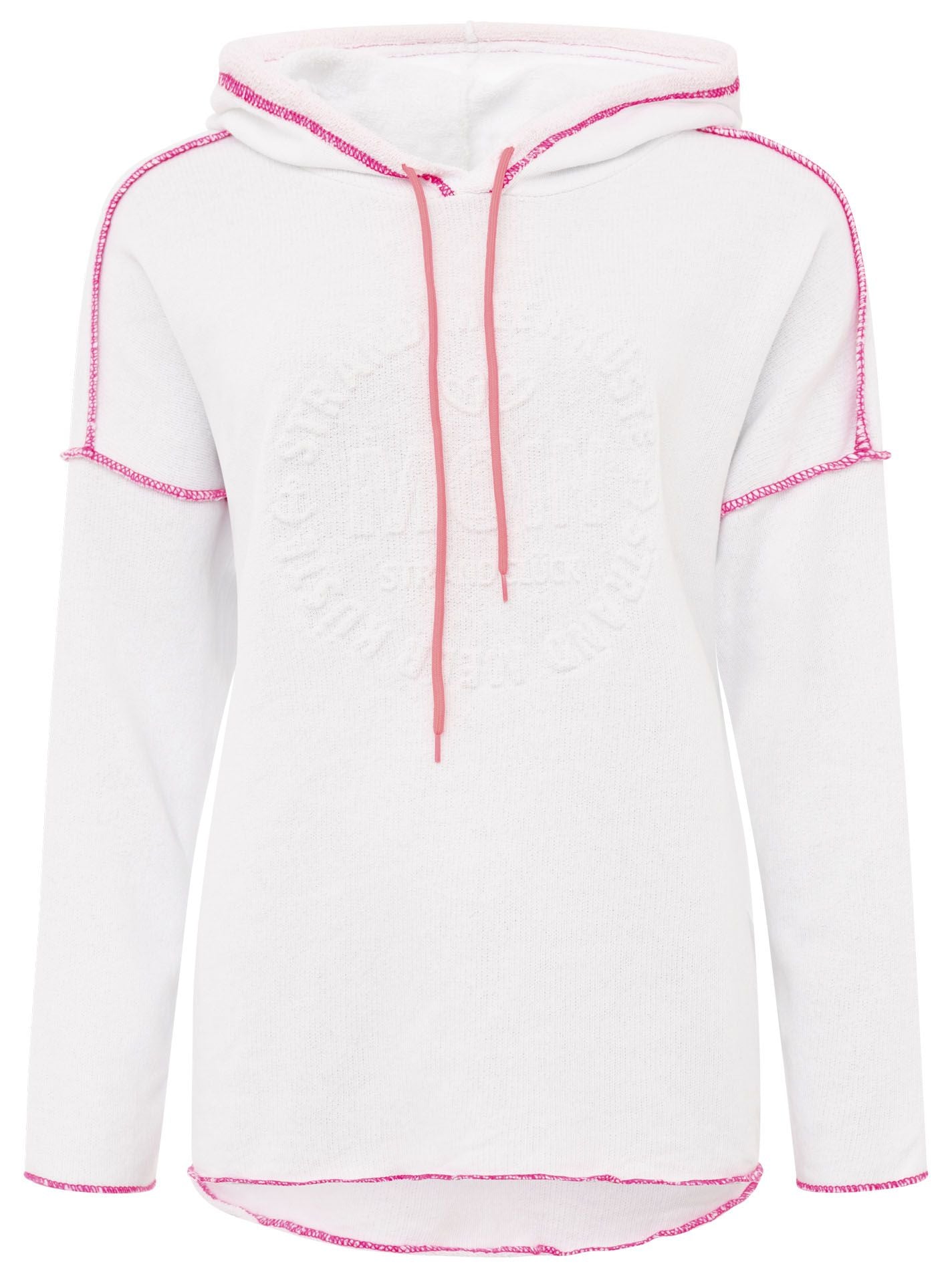 Zwillingsherz -  Hoodie "Moin Neon" - Weiß/Pink