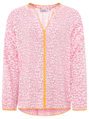 Zwillingsherz - Bluse V-Ausschnitt „Wilder Leo“ - Rosa