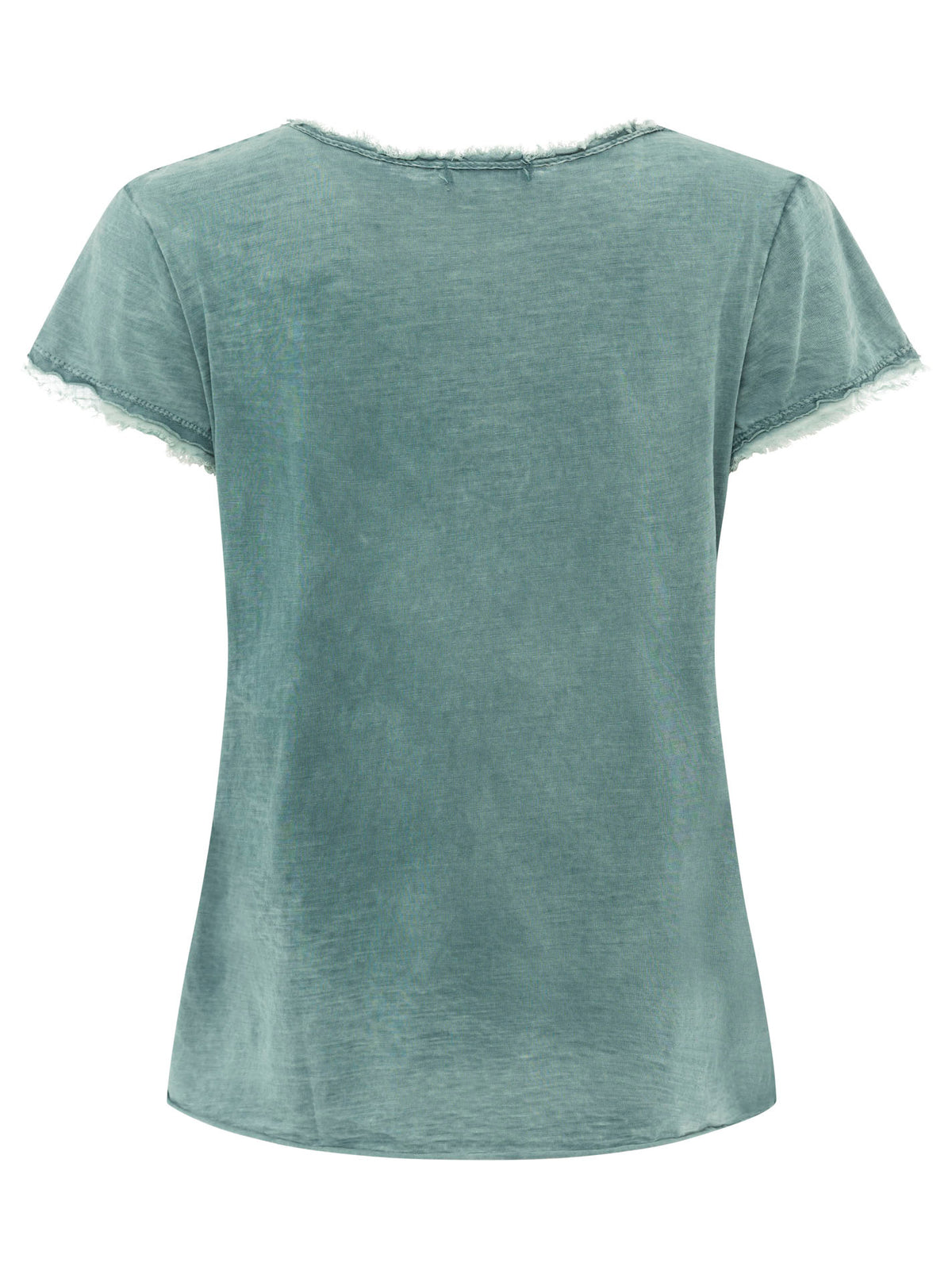 Zwillingsherz - Oversized T-Shirt "Positive Mind" Fransensaum - Petrol