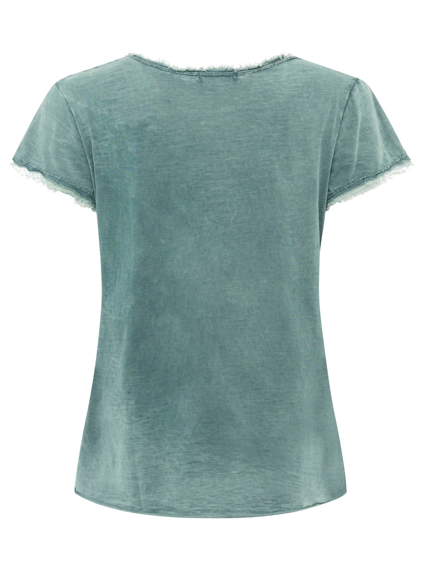 Zwillingsherz - Oversized T-Shirt "Positive Mind" Fransensaum - Petrol