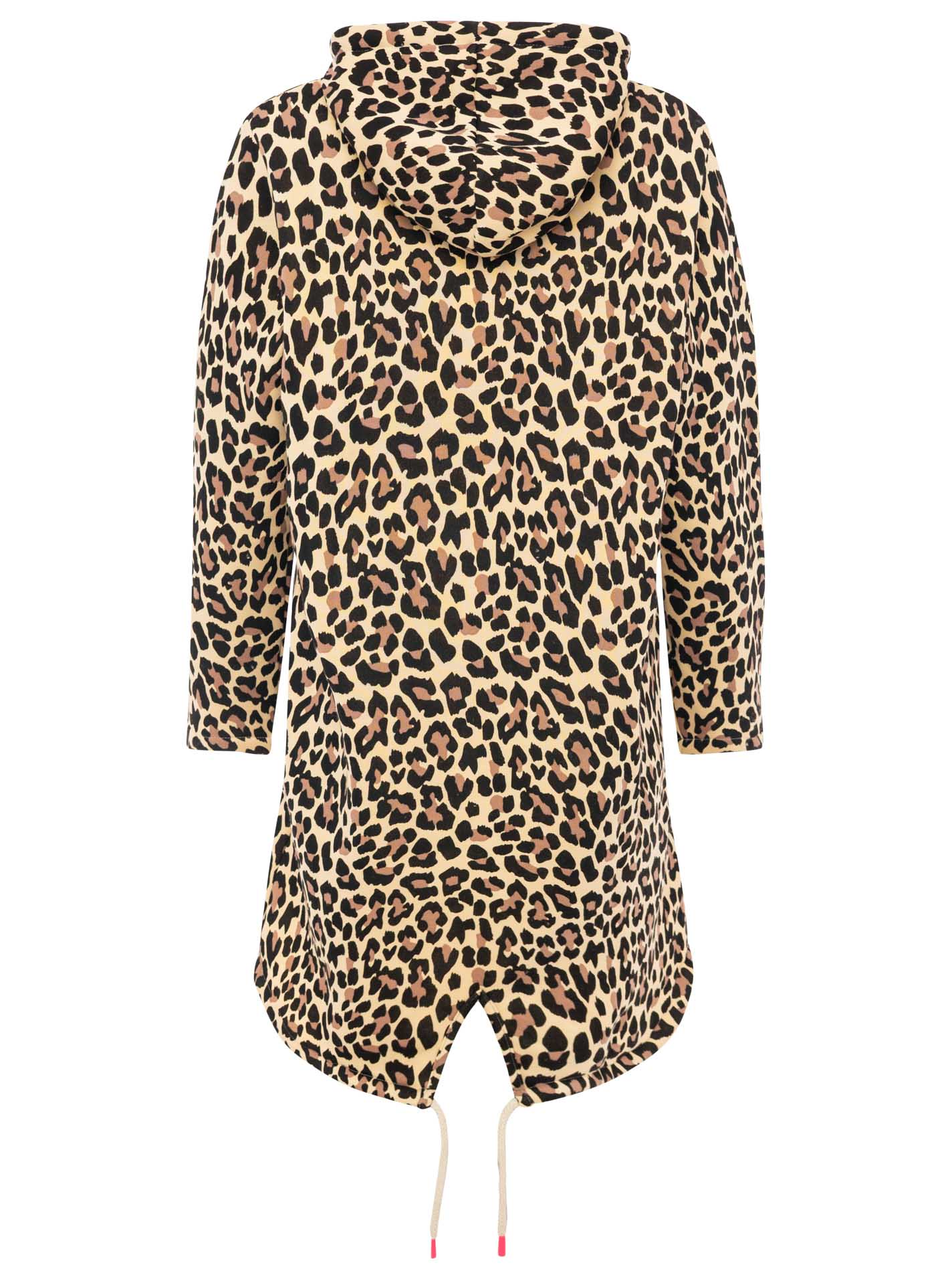 Zwillingsherz - Hoodiemantel "Leo Allover" - Beige/Schwarz