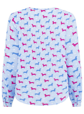 Zwillingsherz - Bluse Dog Lover - Blau/Pink