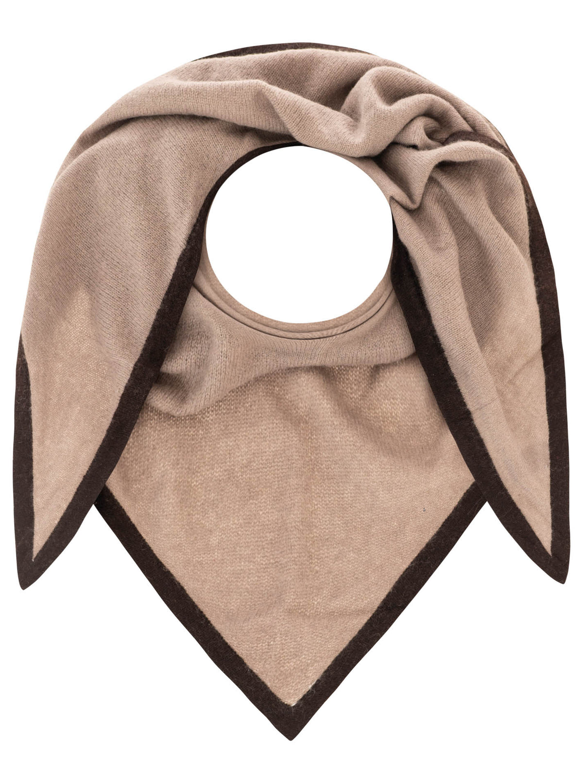 Zwillingsherz - 100% Kaschmir XXL Dreieckstuch „Kontrast Detail“ - Taupe