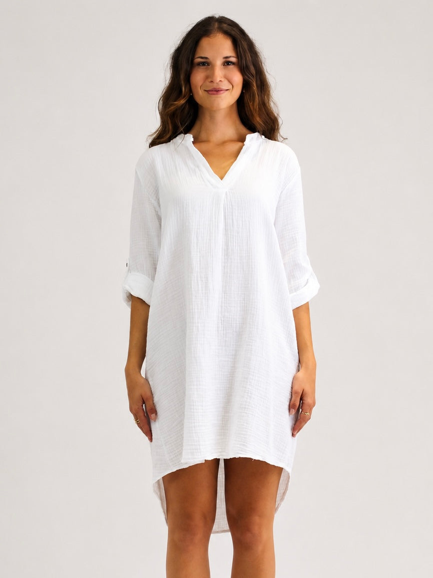 Zwillingsherz - Musselin Tunika/Kleid - Weiß