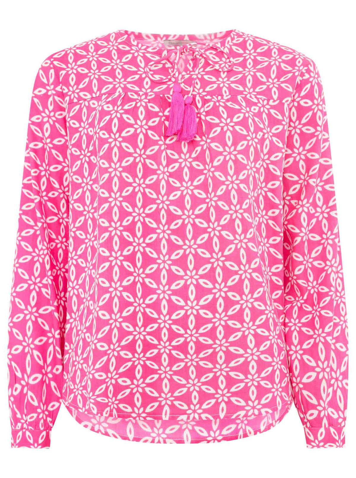 Zwillingsherz - Bluse "Stargazing" mit Design - Pink/Weiß