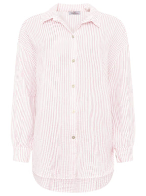 Zwillingsherz - Musselin Bluse mit Streifen - Weiß/Rosa
