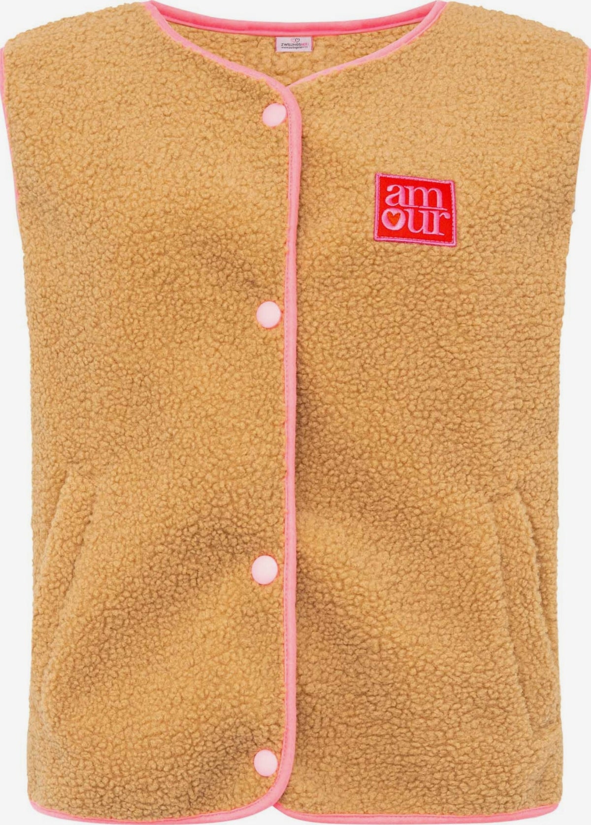 Zwillingsherz Teddy Weste "amour" - Mittelbeige