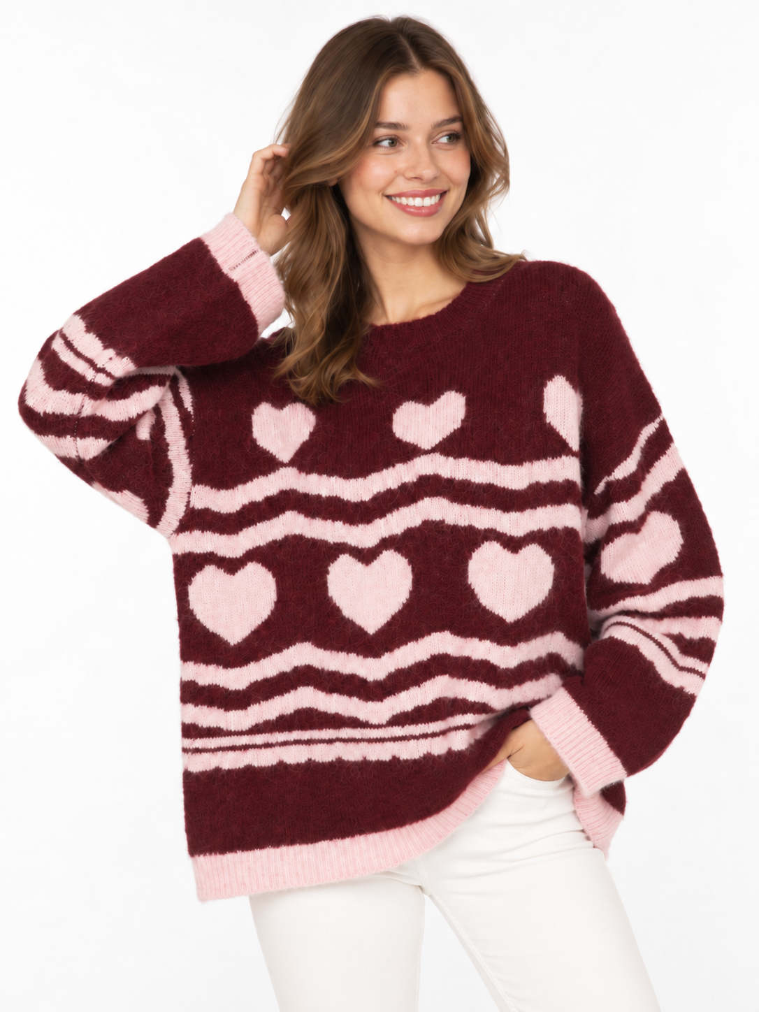 Zwillingsherz Pullover "Lovely" - Bordeaux