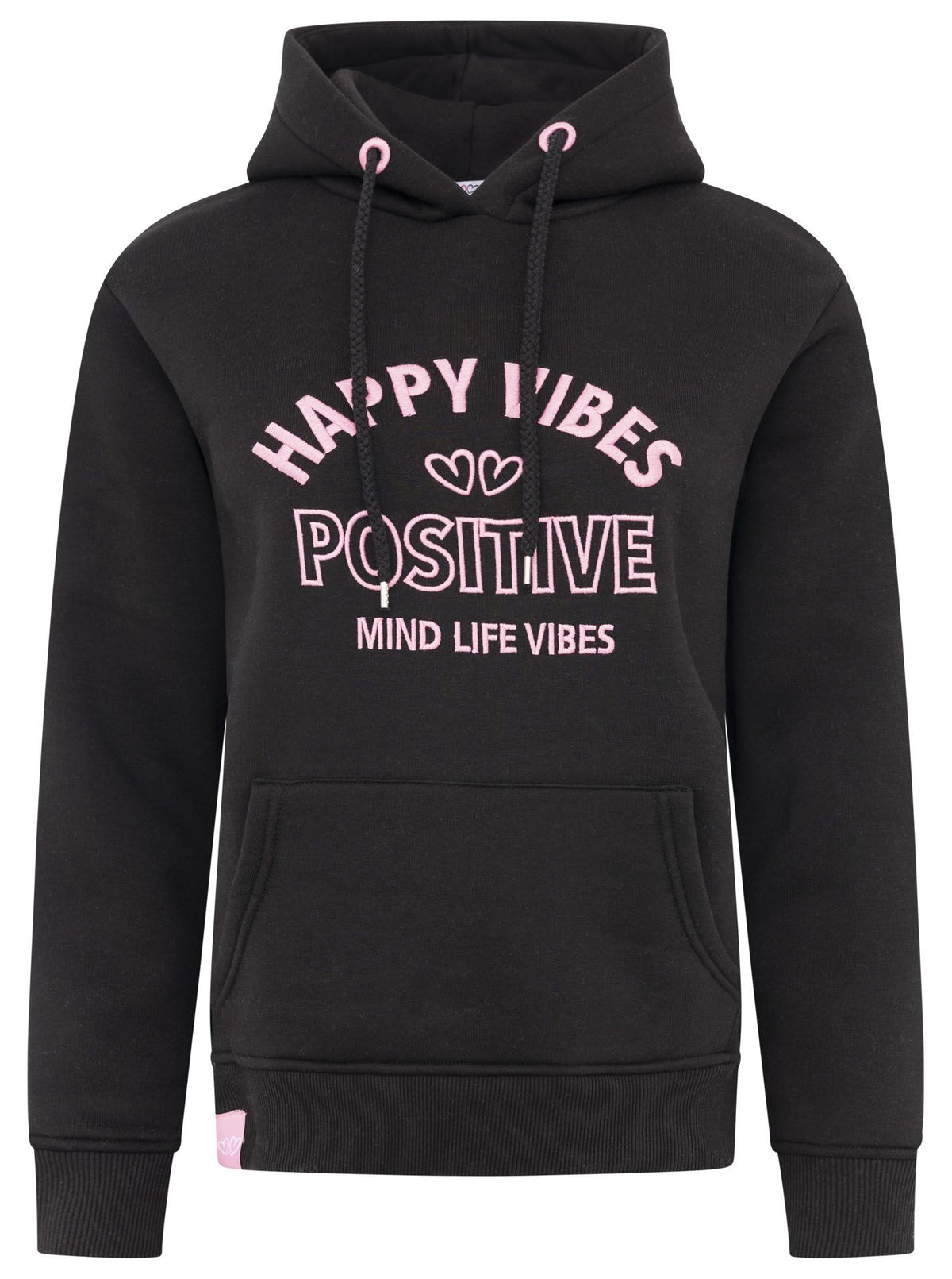 Zwillingsherz - Hoodie "Happy Positive Vibes" - Schwarz