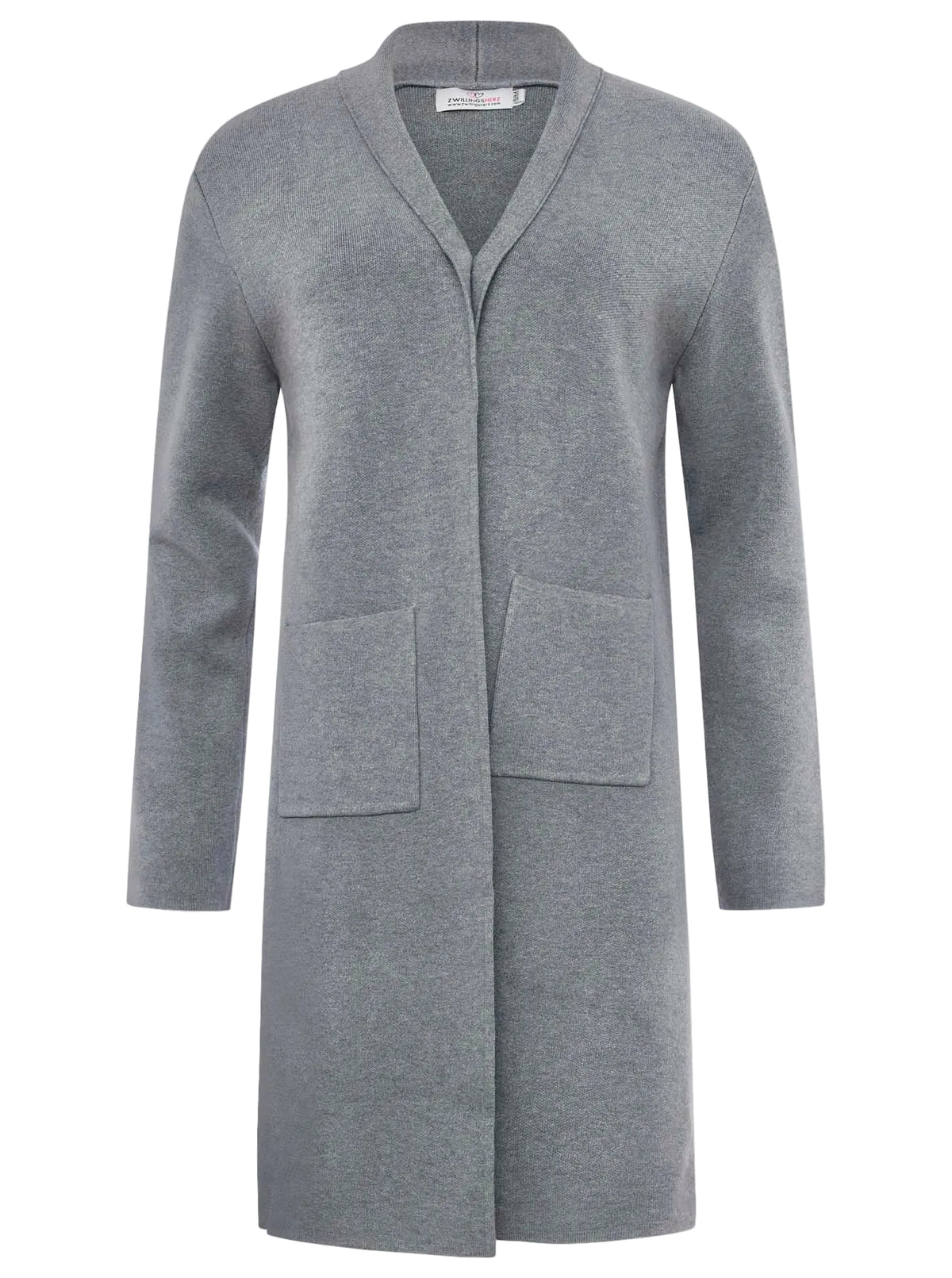 Zwillingsherz Strickjacke mit Schalkragen "Jessy" - Grau