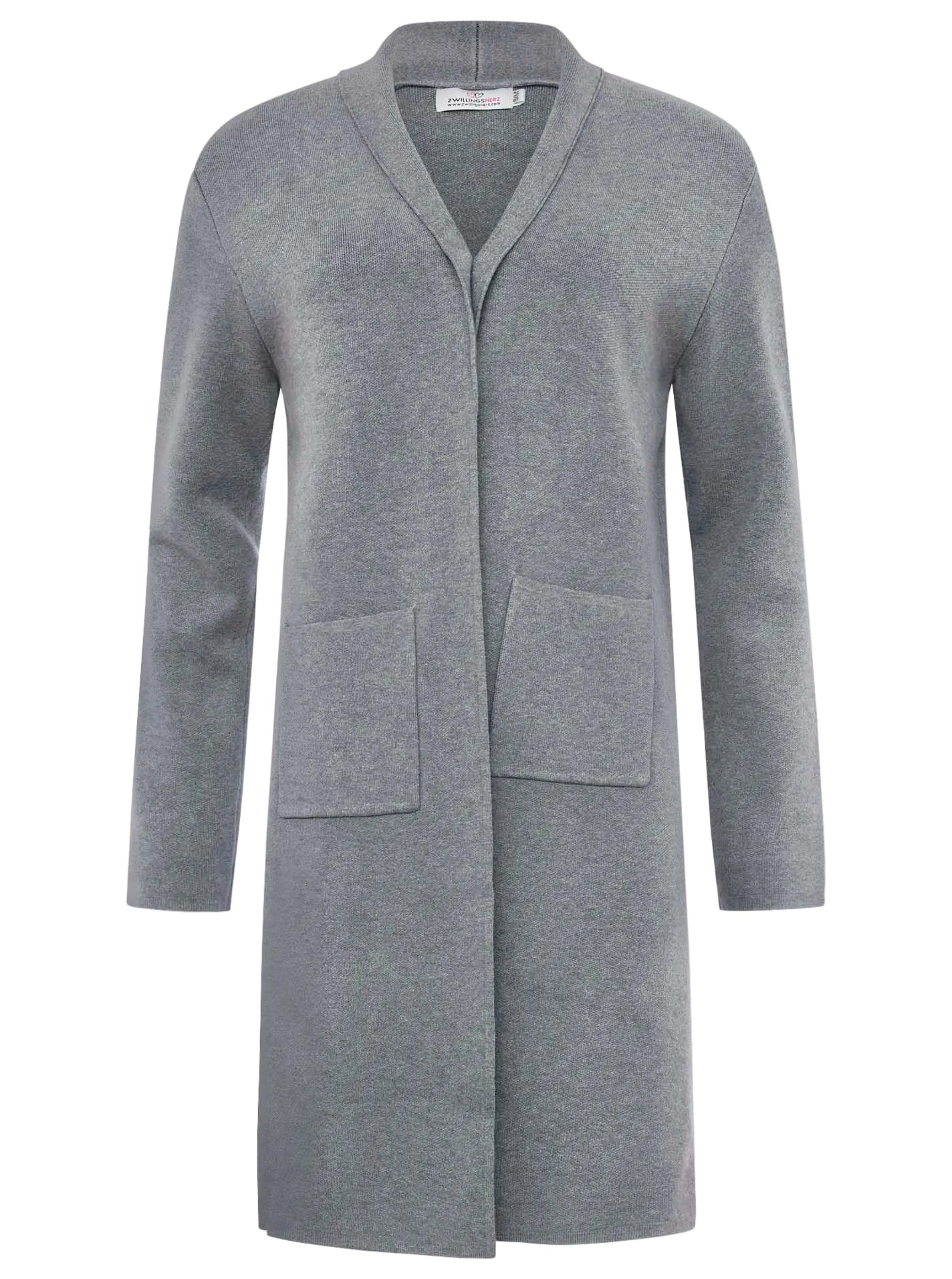 Zwillingsherz Strickjacke mit Schalkragen "Jessy" - Grau