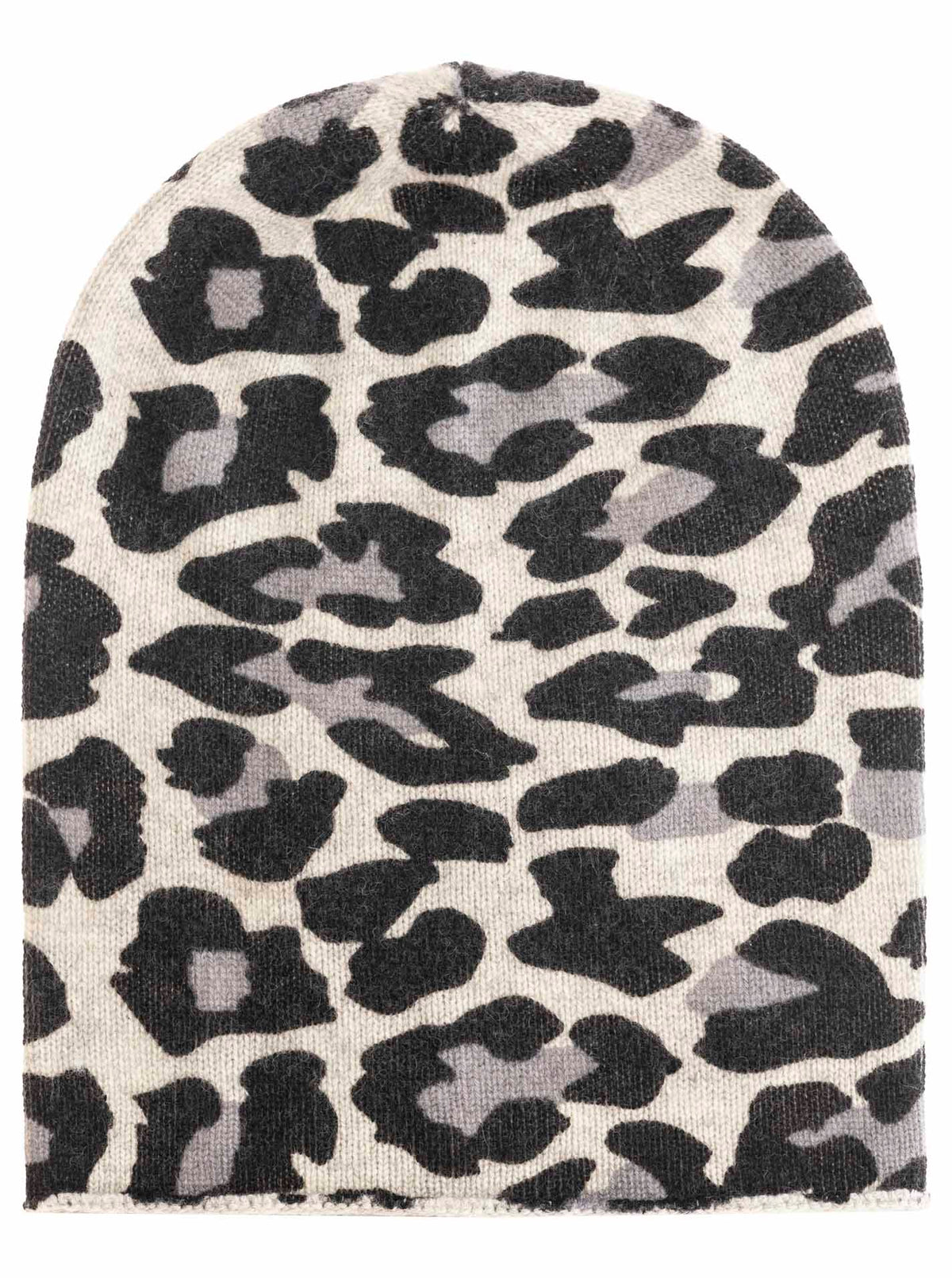 Zwillingsherz Damen Kaschmir- Beanie Mütze Leopard (100% Cashmere) - Grau