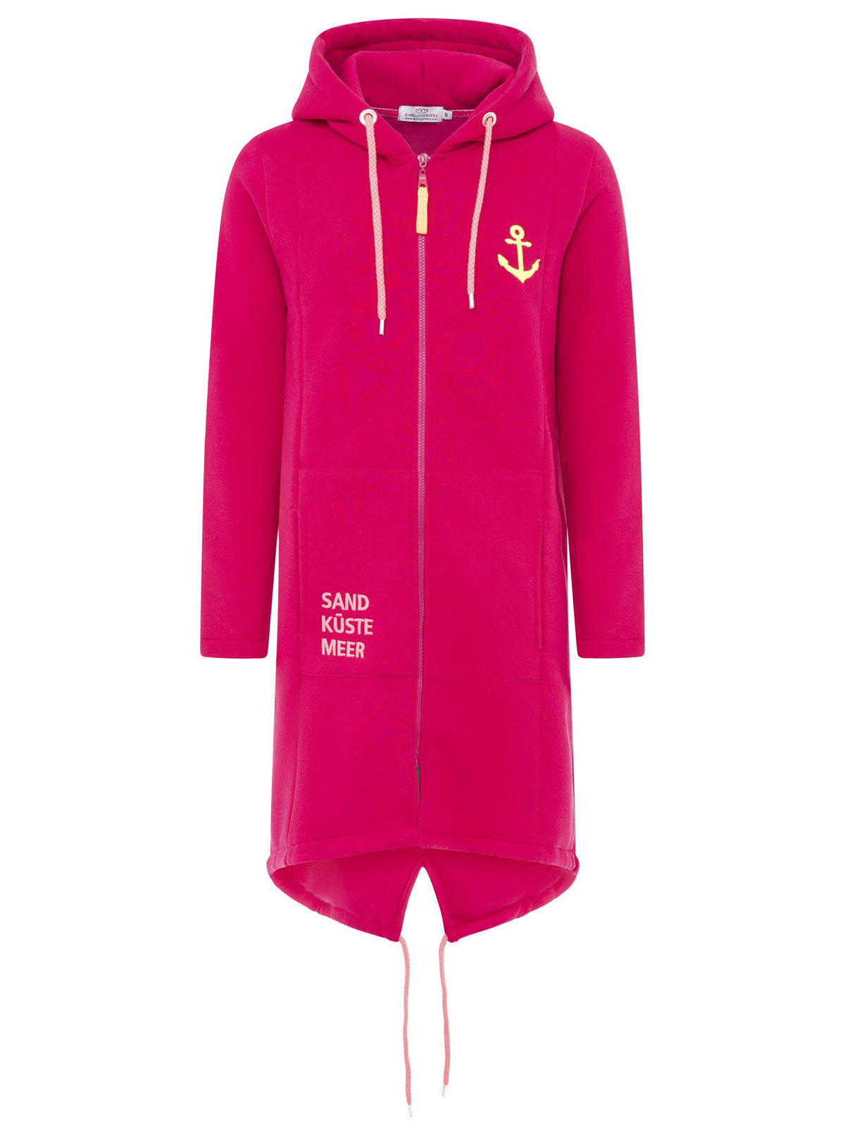 Zwillingsherz - Hoodiemantel "Moin Küste Meer" - Magenta