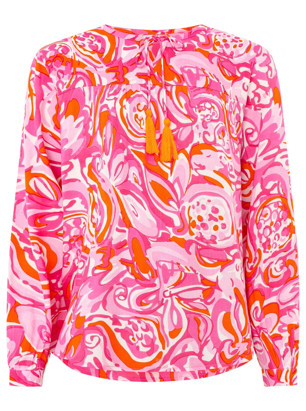 Zwillingsherz - Langarmbluse Aquarell - Pink/Orange