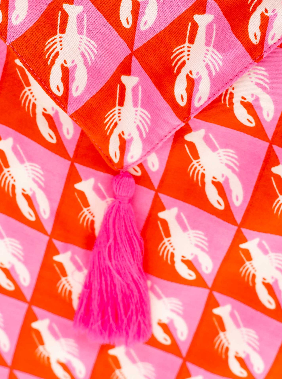 Zwillingsherz - Dreieckstuch Organic Bamboo "Geometric Lobster" - Pink/Orange