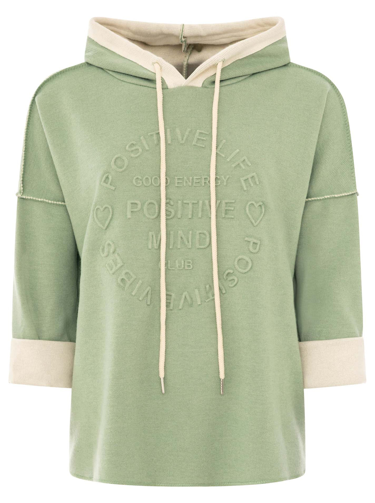 Zwillingsherz - Made in Italy Hoodie "Positive Mind" - Salbei