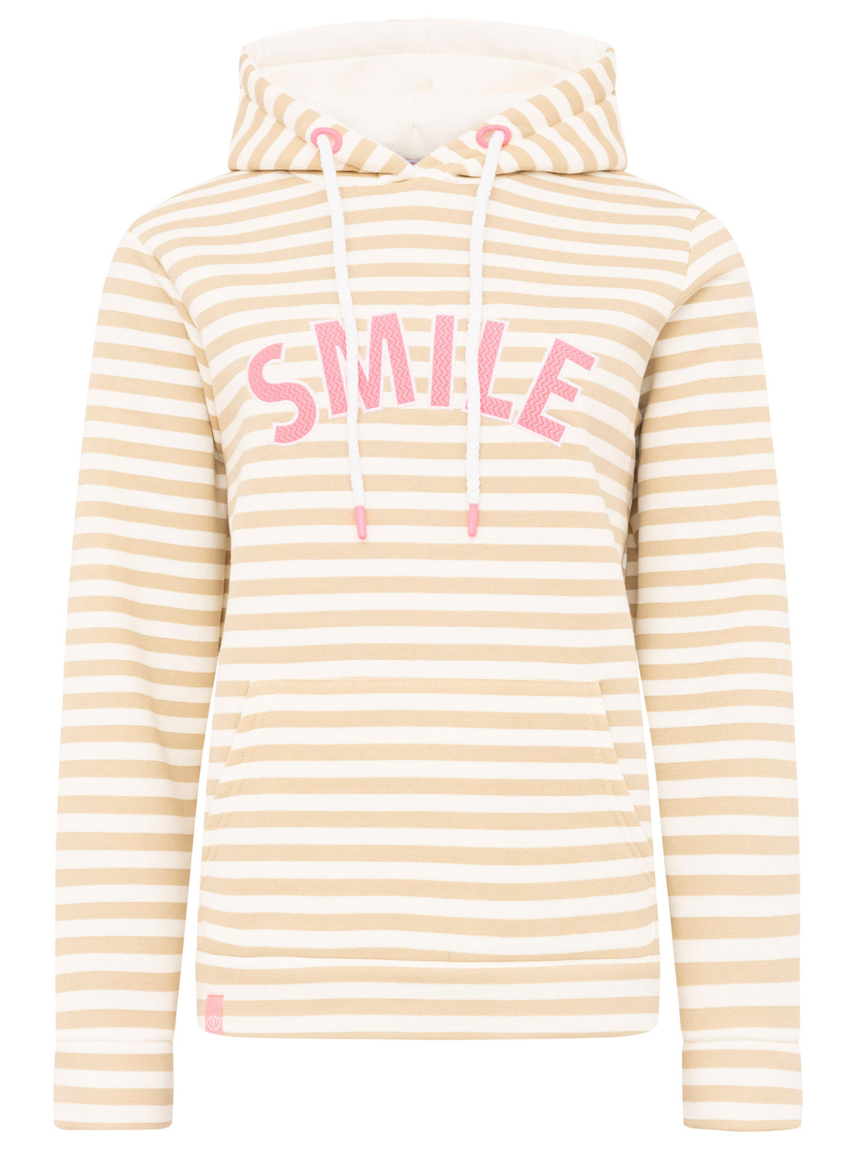 Zwillingsherz - Hoodie "Streifen Smile" - Beige/Pink