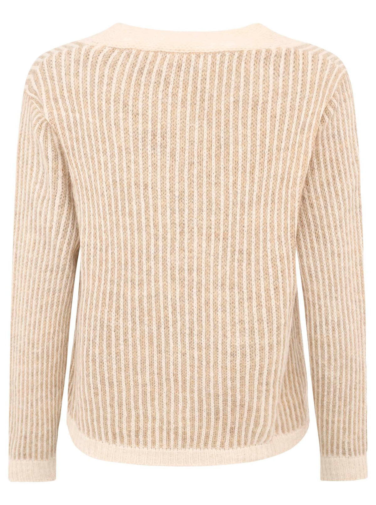 Zwillingsherz - Weiche Strickjacke Streifenoptik - Made in Italy - Beige