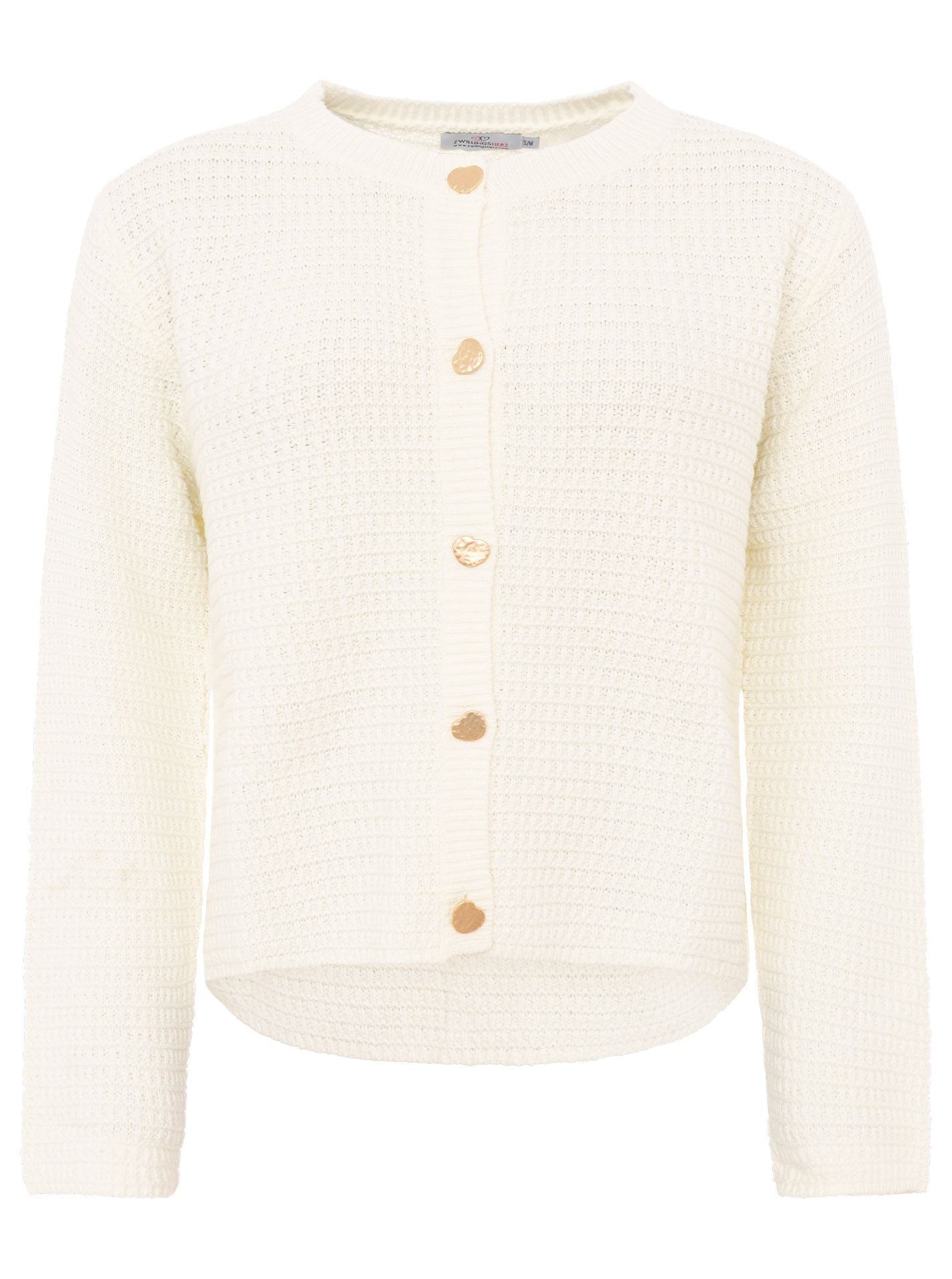 Zwillingsherz - Strickjacke mit goldenen Knöpfen - Beige