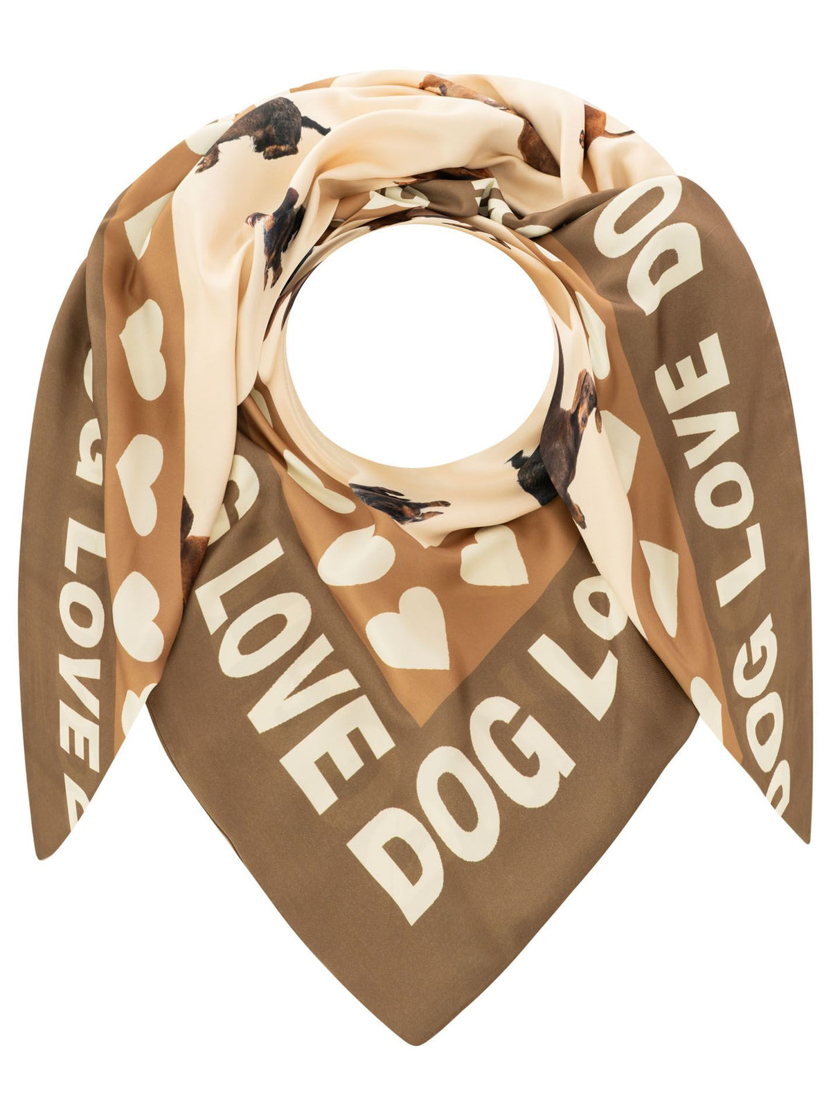 Zwillingsherz - Dreieckstuch Dog Love - Beige