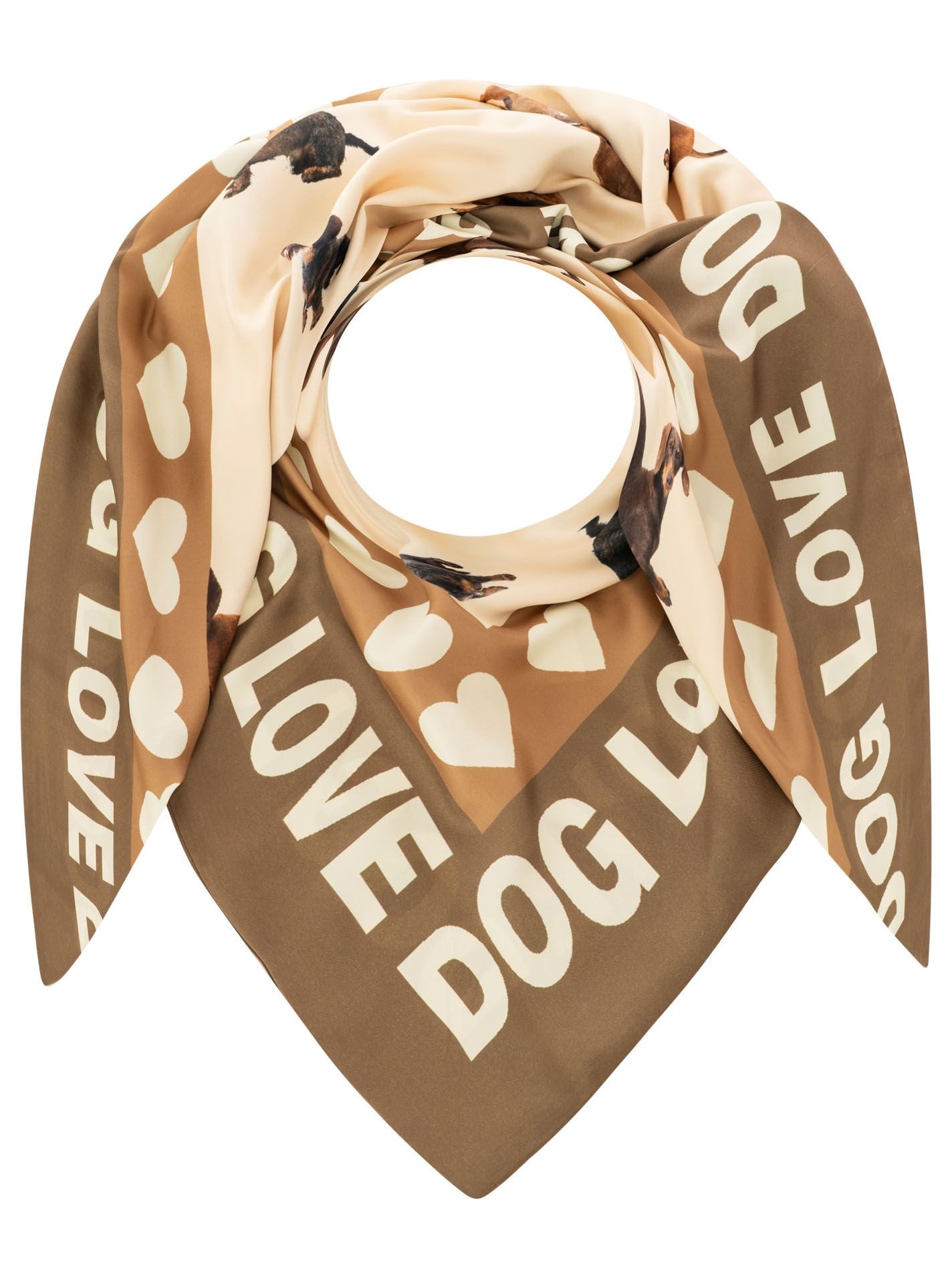 Zwillingsherz - Dreieckstuch Dog Love - Beige