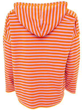 Zwillingsherz Hoodie "Neon Streifen" - Orange/Blau