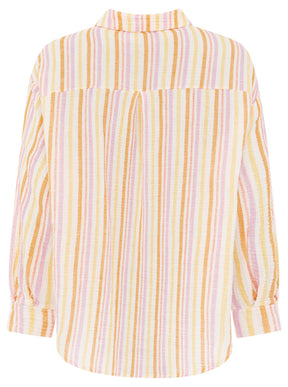 Zwillingsherz Musselin Bluse Neonstreifen - Orange