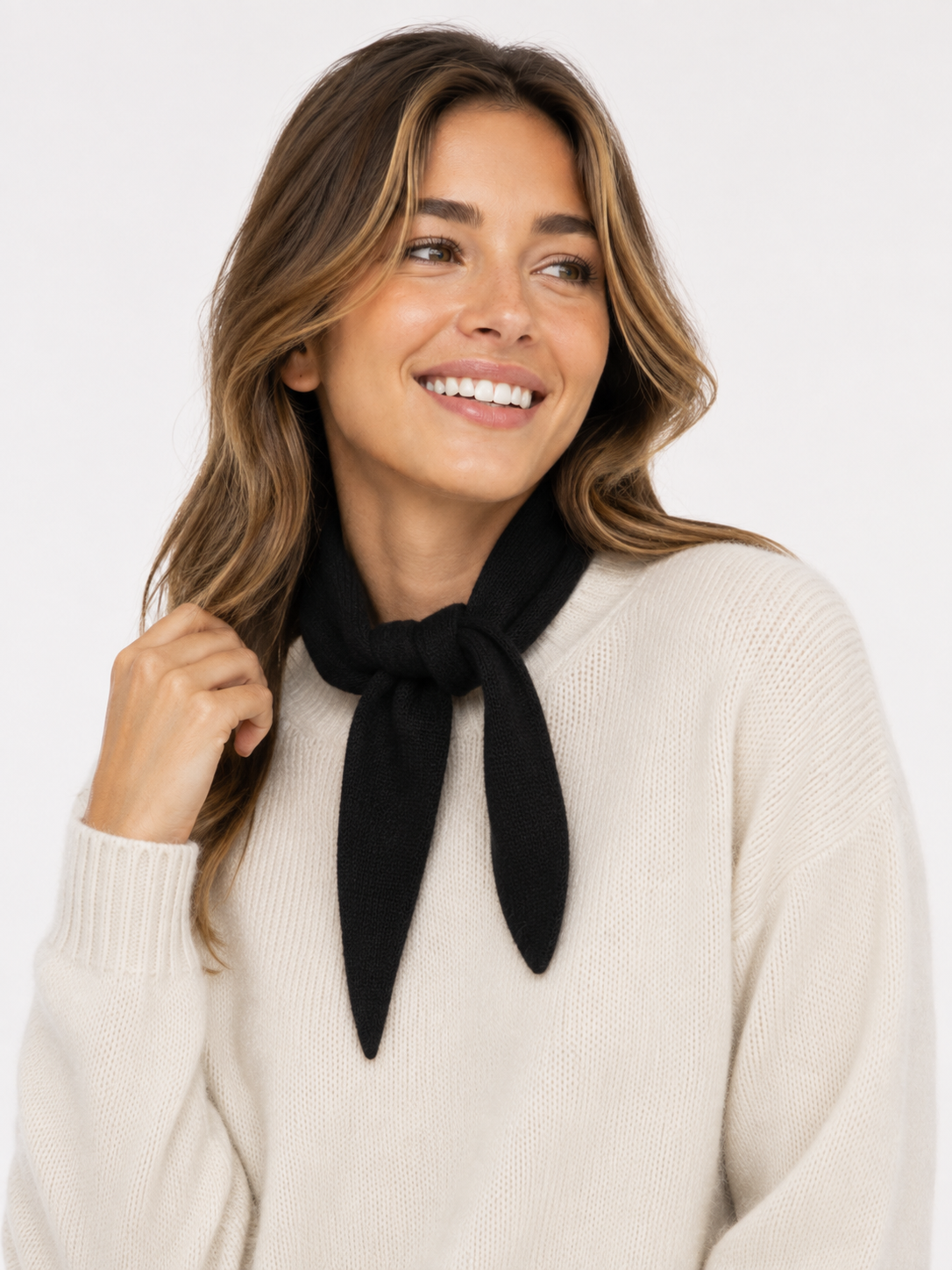 Zwillingsherz Kaschmir Halstuch (100% Cashmere) - Schwarz
