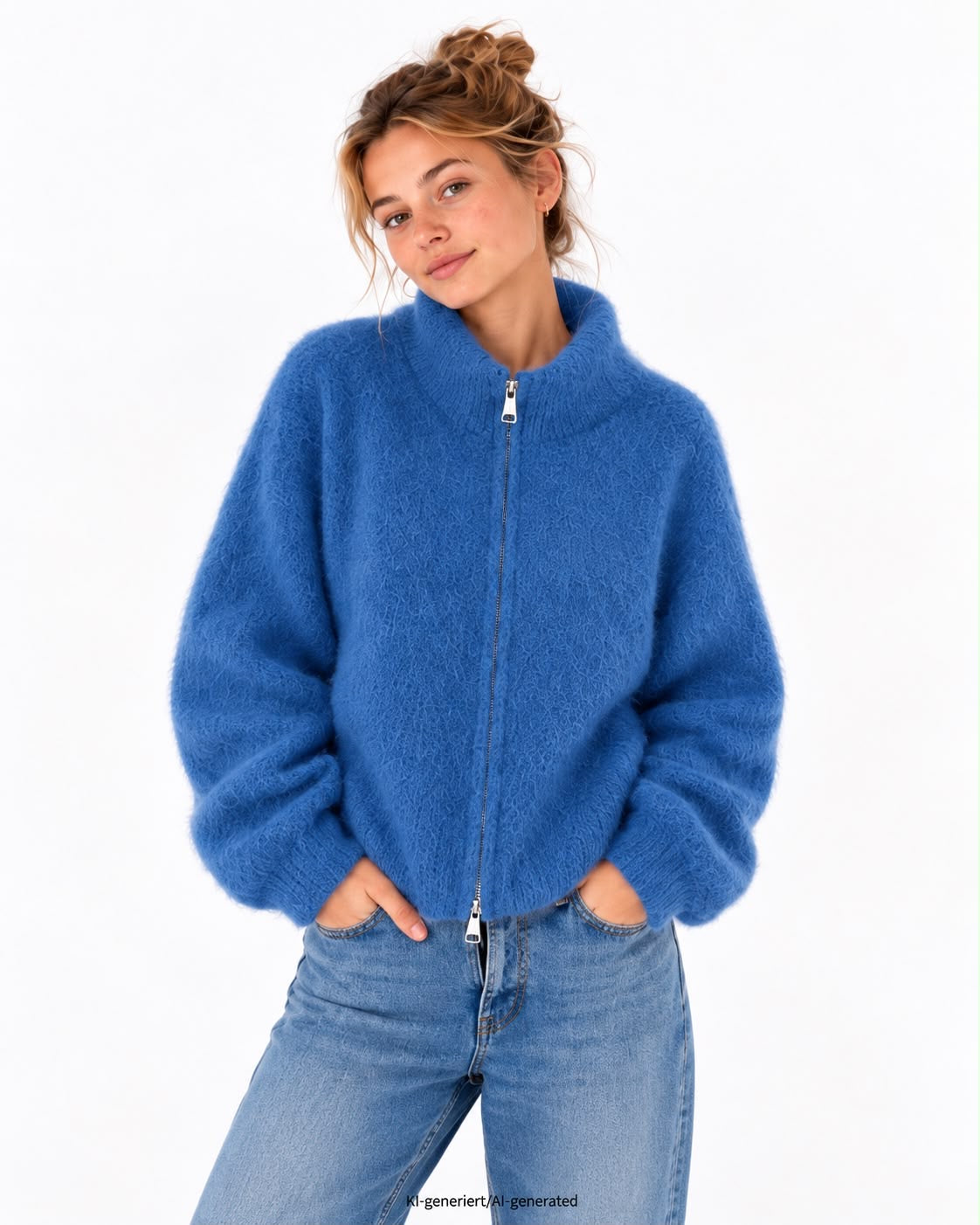 Flair - Kid Mohair Zip Jacke - Royalblau