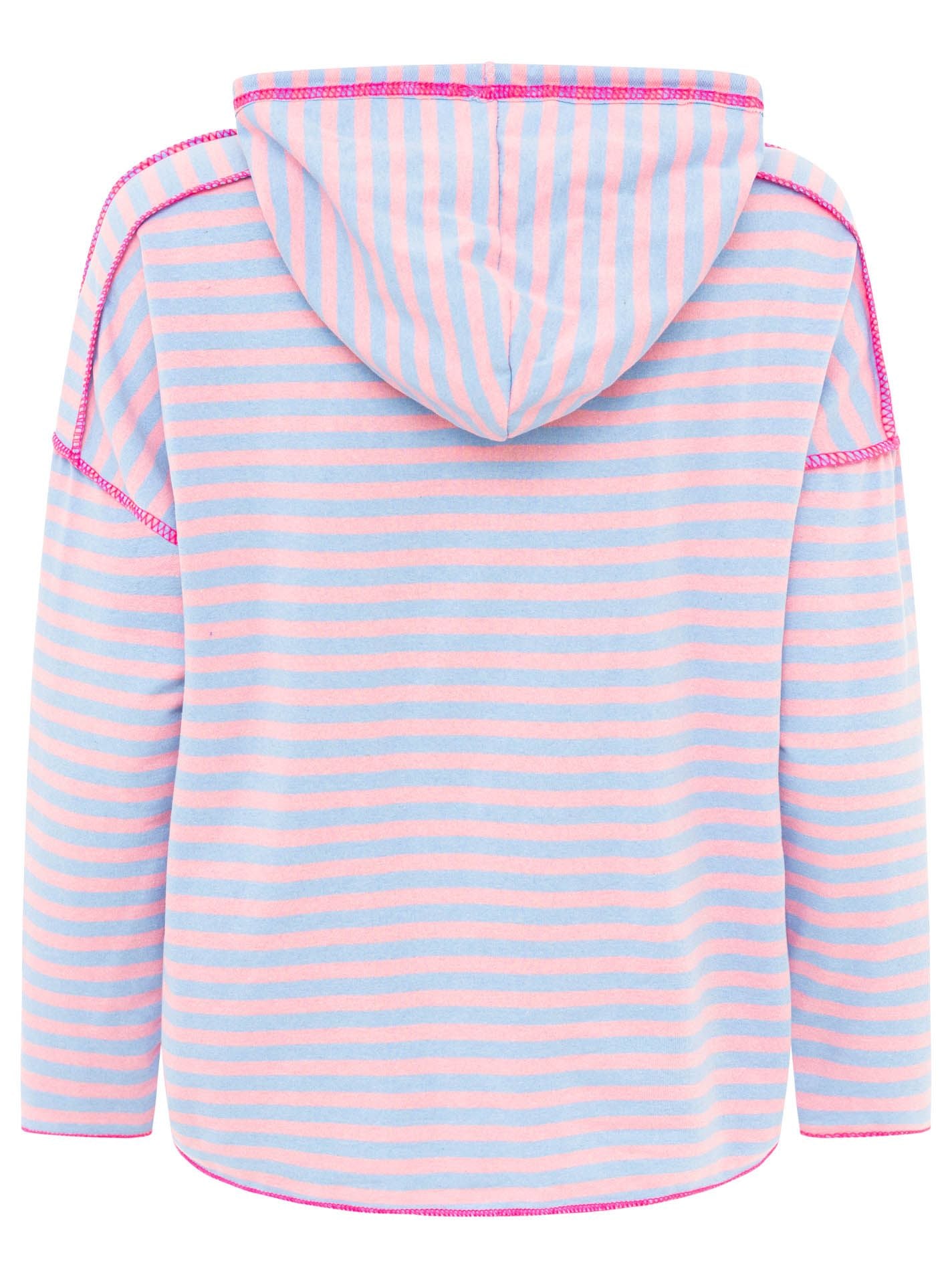 Zwillingsherz Hoodie "Neon Streifen" - Hellblau