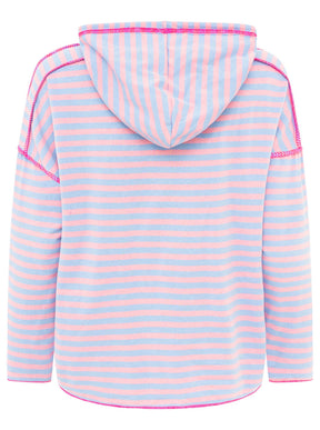 Zwillingsherz Hoodie "Neon Streifen" - Hellblau